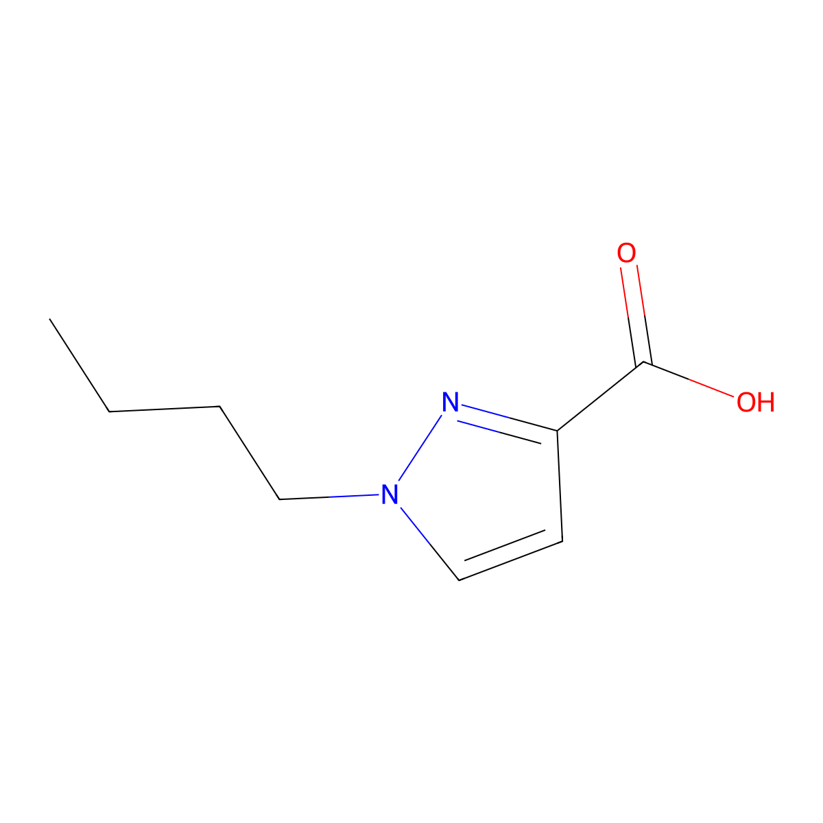 1-butyl-1H-pyrazole-3-carboxylic acid molecular structure, CAS 1006493-60-2