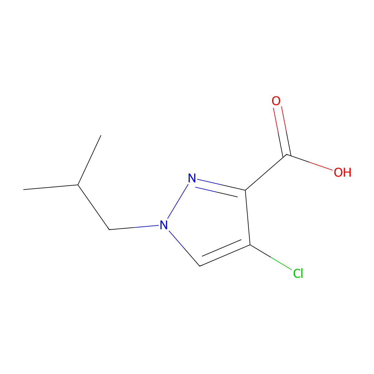 4-Chloro-1-isobutyl-1H-pyrazole-3-carboxylic acid molecular structure, CAS 1006493-72-6