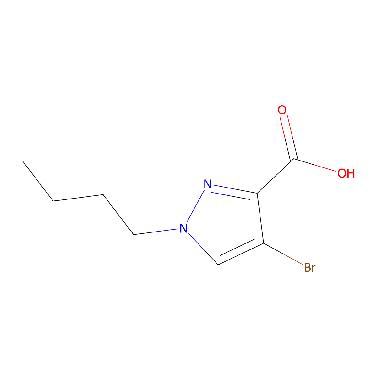 4-Bromo-1-butyl-1H-pyrazole-3-carboxylic acid molecular structure, CAS 1006493-75-9