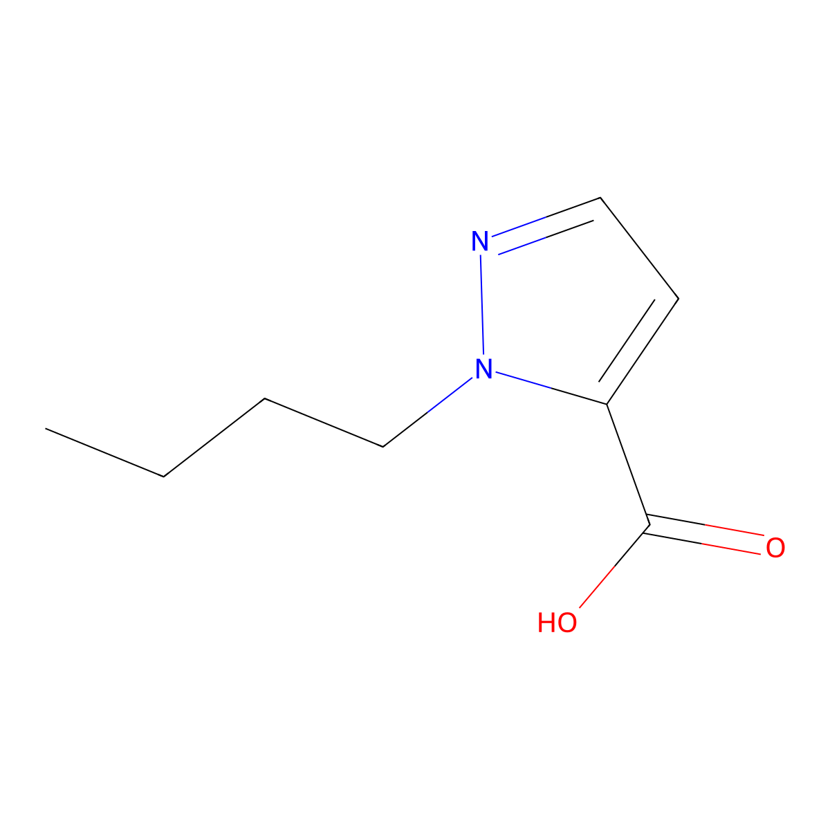 1-butyl-1H-pyrazole-5-carboxylic acid molecular structure, CAS 1006493-81-7