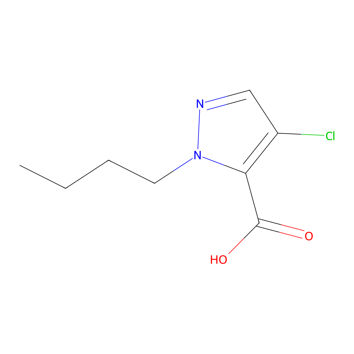 1-Butyl-4-chloro-1H-pyrazole-5-carboxylic acid molecular structure, CAS 1006493-89-5