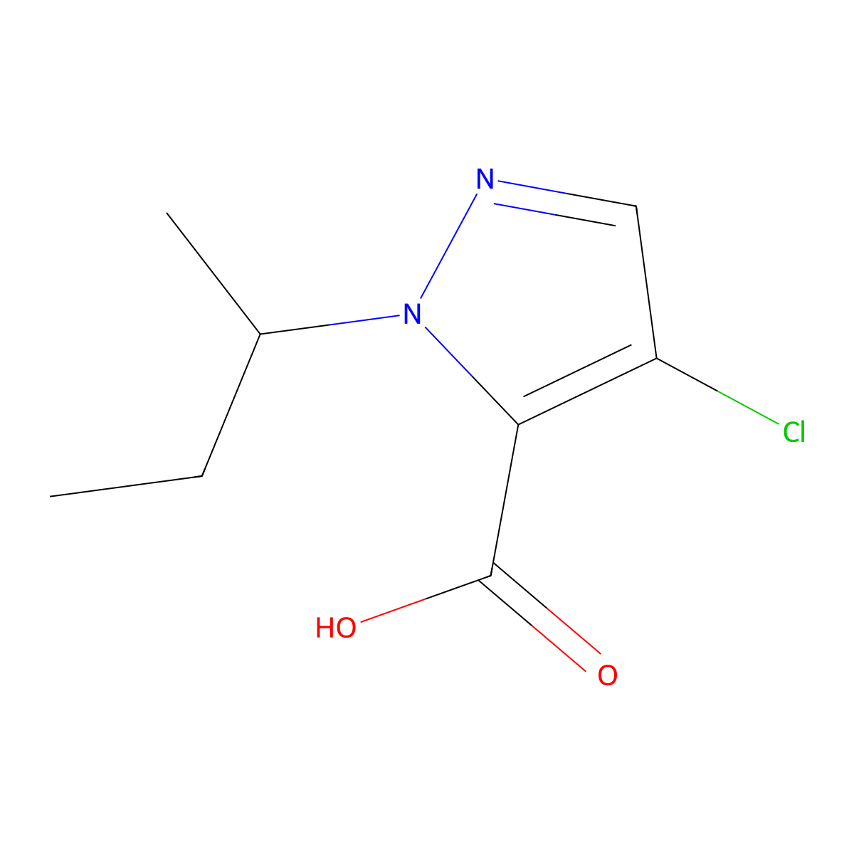 1-(butan-2-yl)-4-chloro-1H-pyrazole-5-carboxylic acid molecular structure, CAS 1006493-92-0