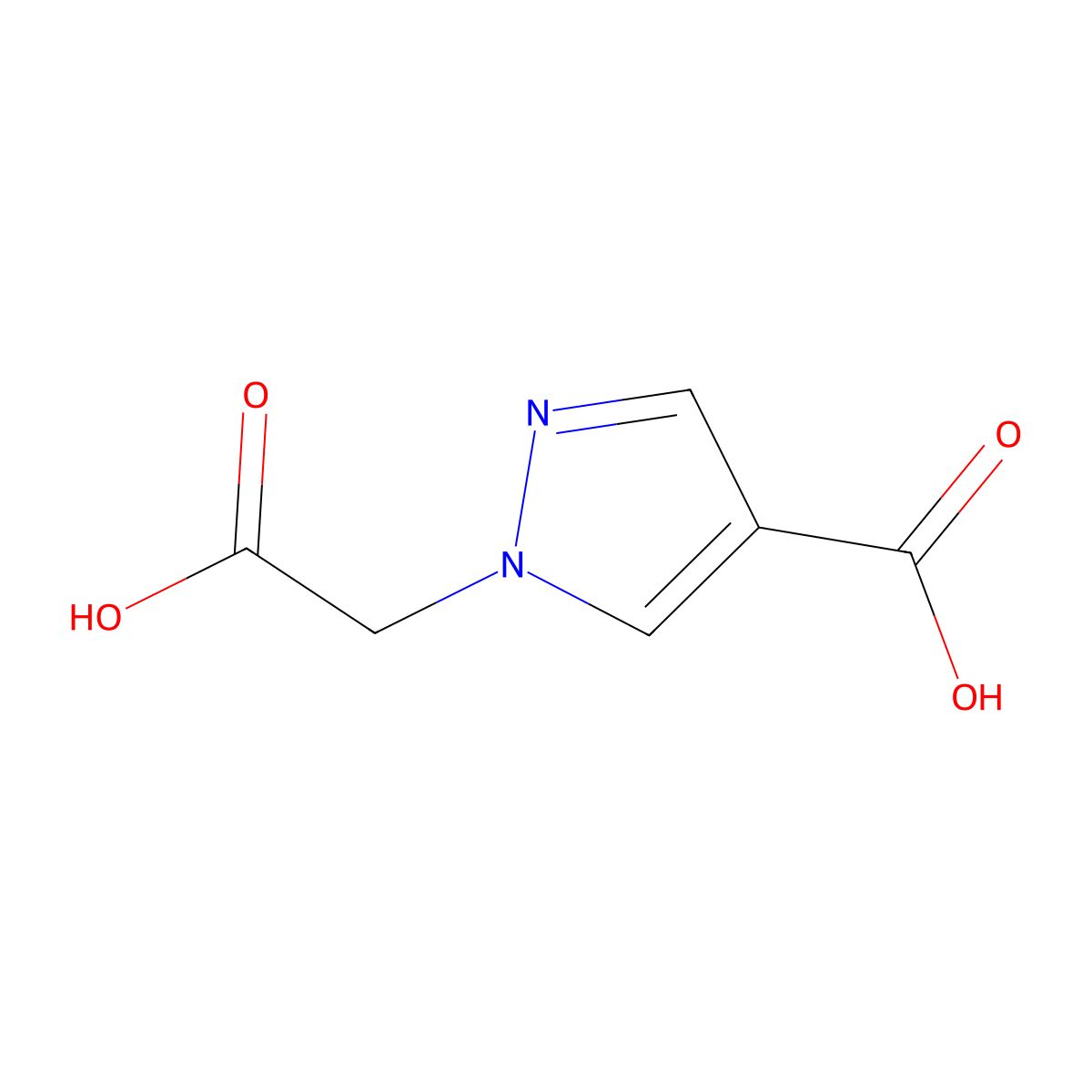 1-(carboxymethyl)-1H-pyrazole-4-carboxylic acid molecular structure, CAS 1006494-68-3