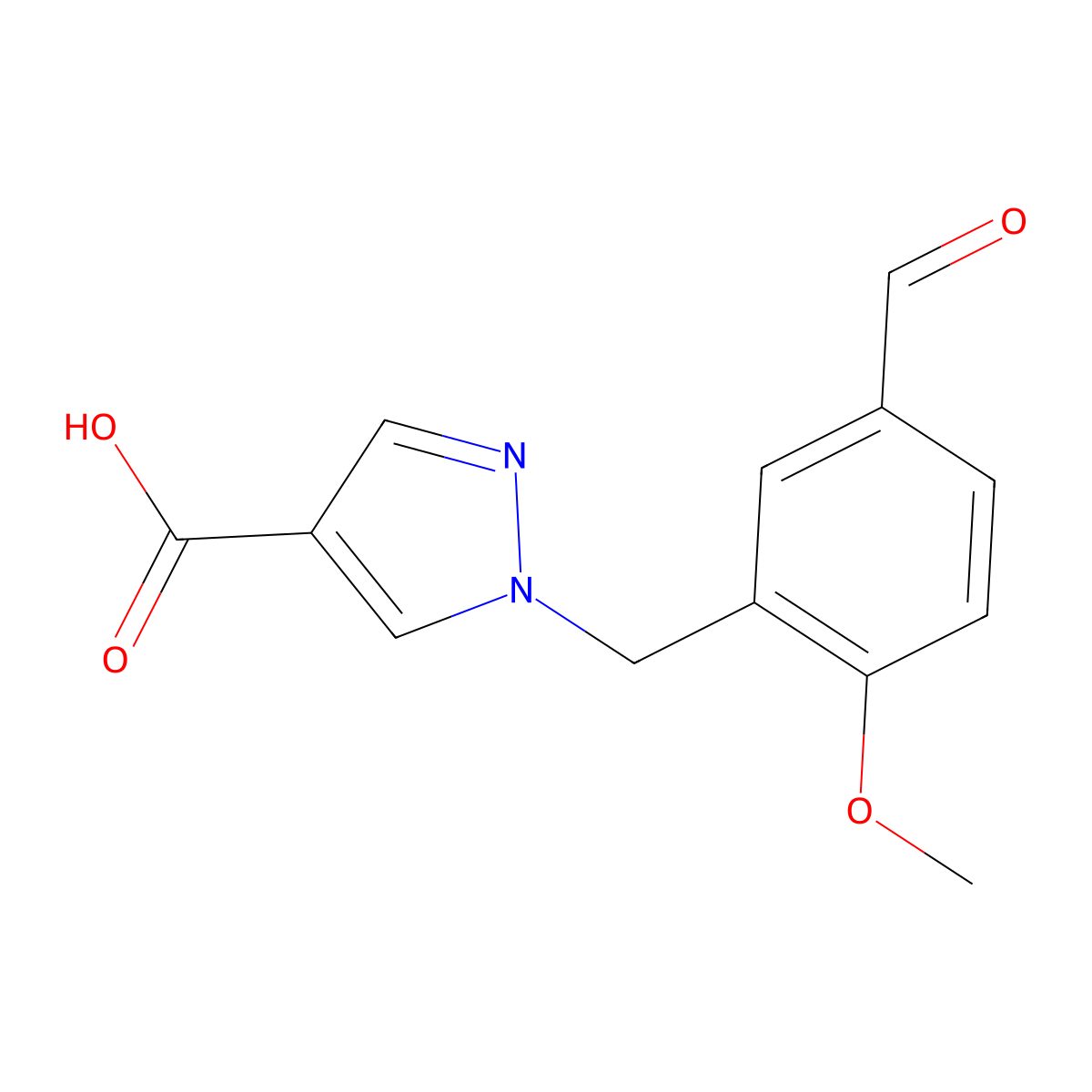 1-(5-Formyl-2-methoxybenzyl)-1H-pyrazole-4-carboxylic acid molecular structure, CAS 1006494-78-5