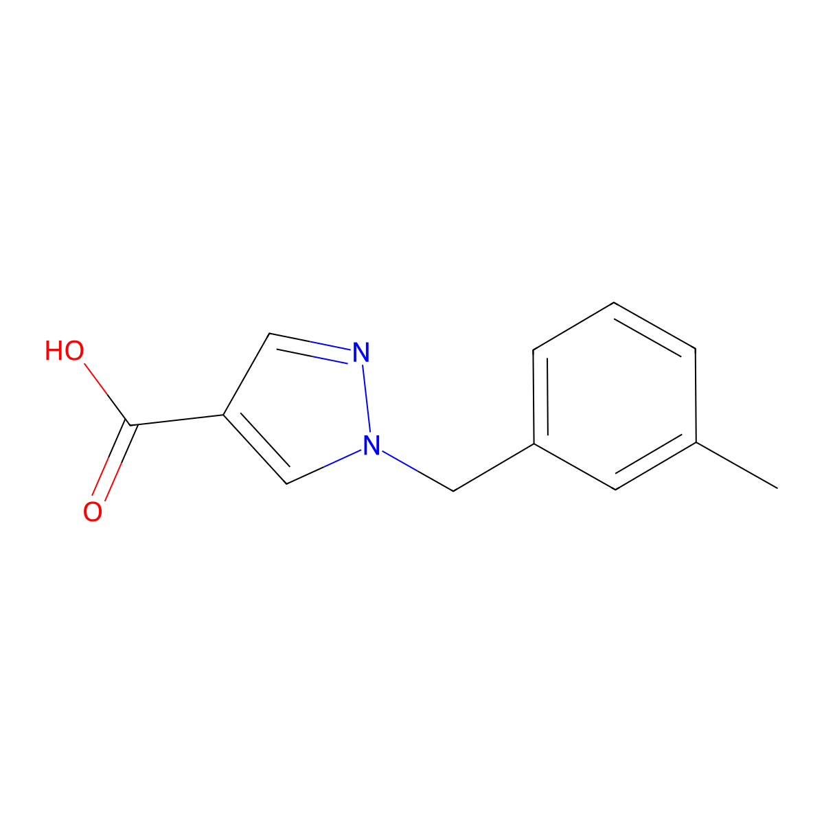 1-(3-methylbenzyl)-1H-pyrazole-4-carboxylic acid molecular structure, CAS 1006494-81-0