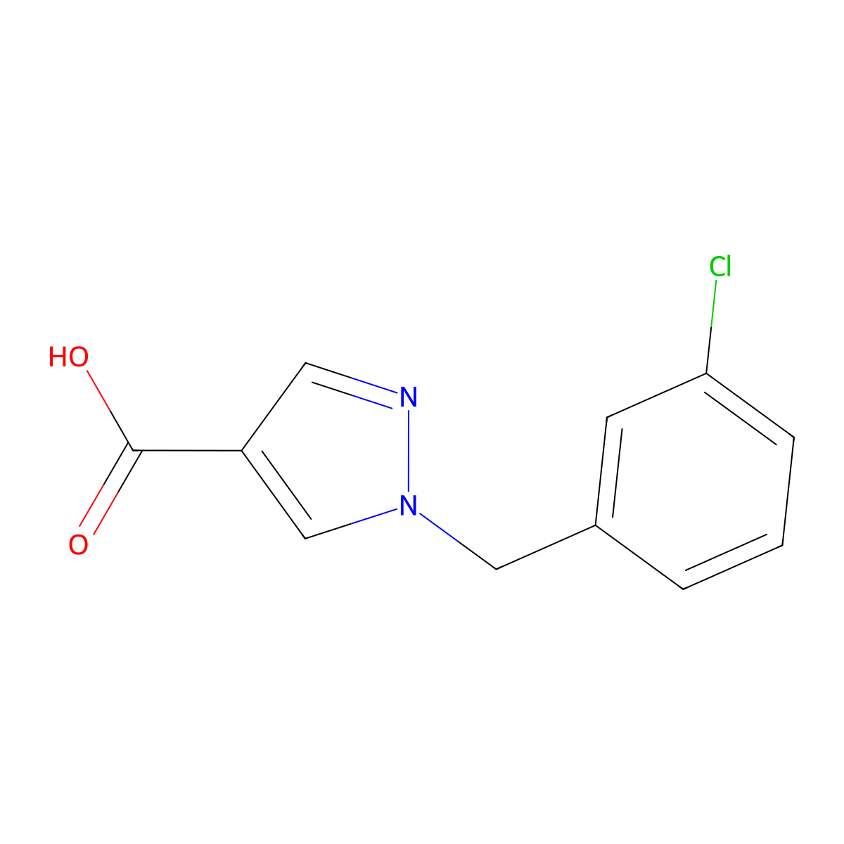 1-(3-chlorobenzyl)-1H-pyrazole-4-carboxylic acid molecular structure, CAS 1006494-84-3