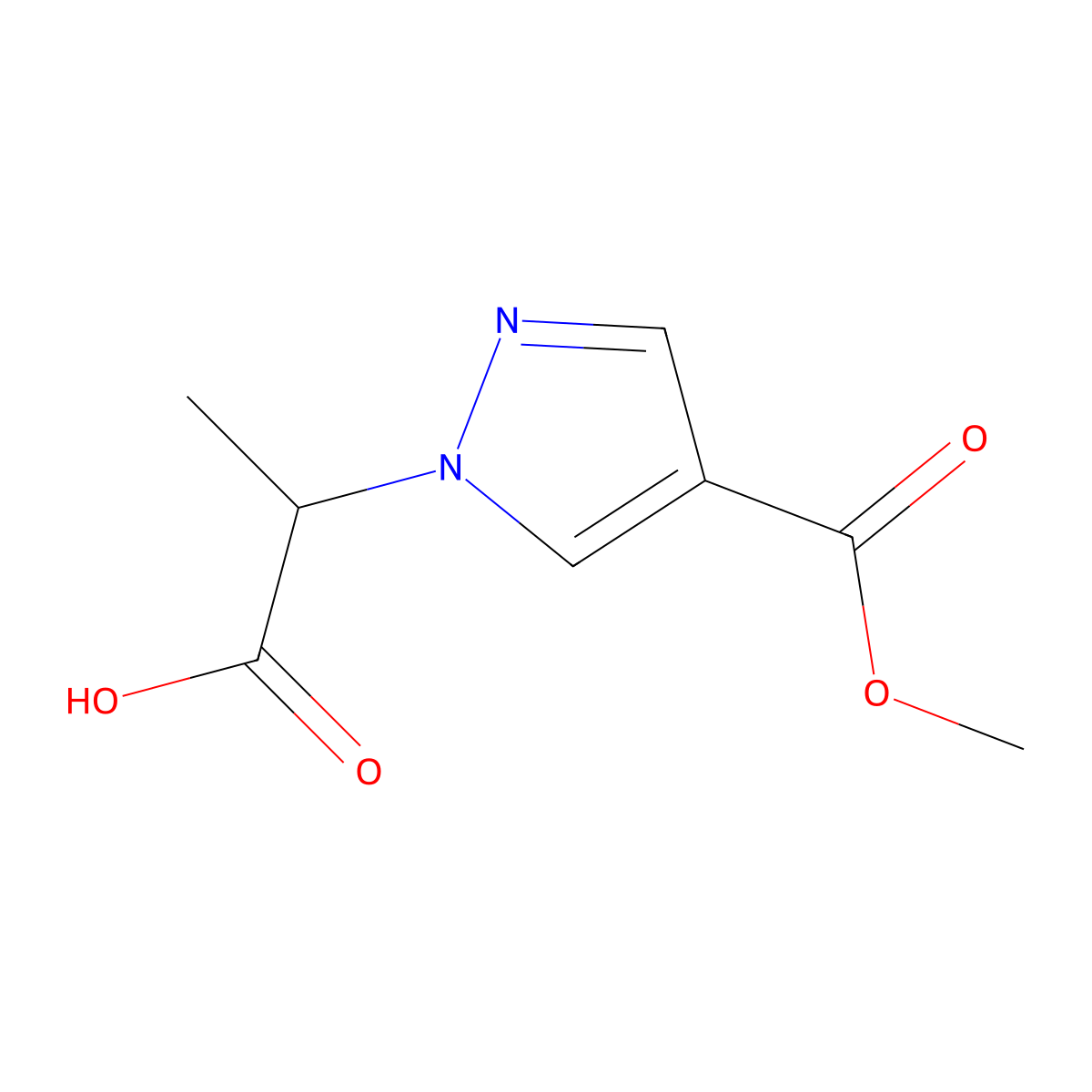 2-(4-(methoxycarbonyl)-1H-pyrazol-1-yl)propanoic acid molecular structure, CAS 1006494-90-1