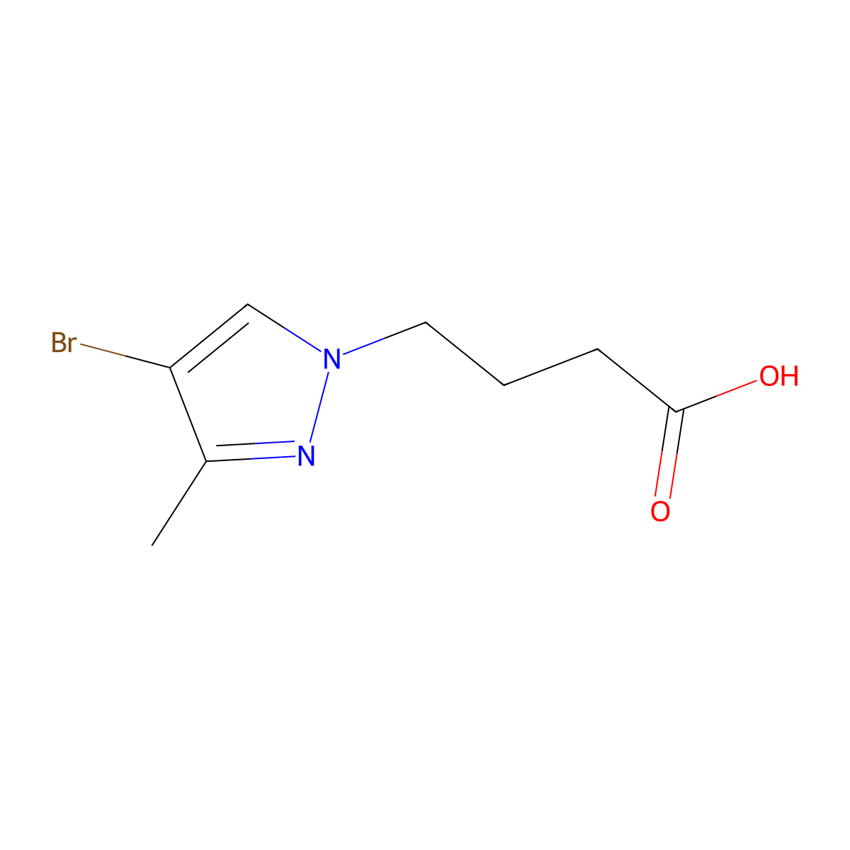 4-(4-bromo-3-methyl-1H-pyrazol-1-yl)butanoic acid molecular structure, CAS 1006495-34-6