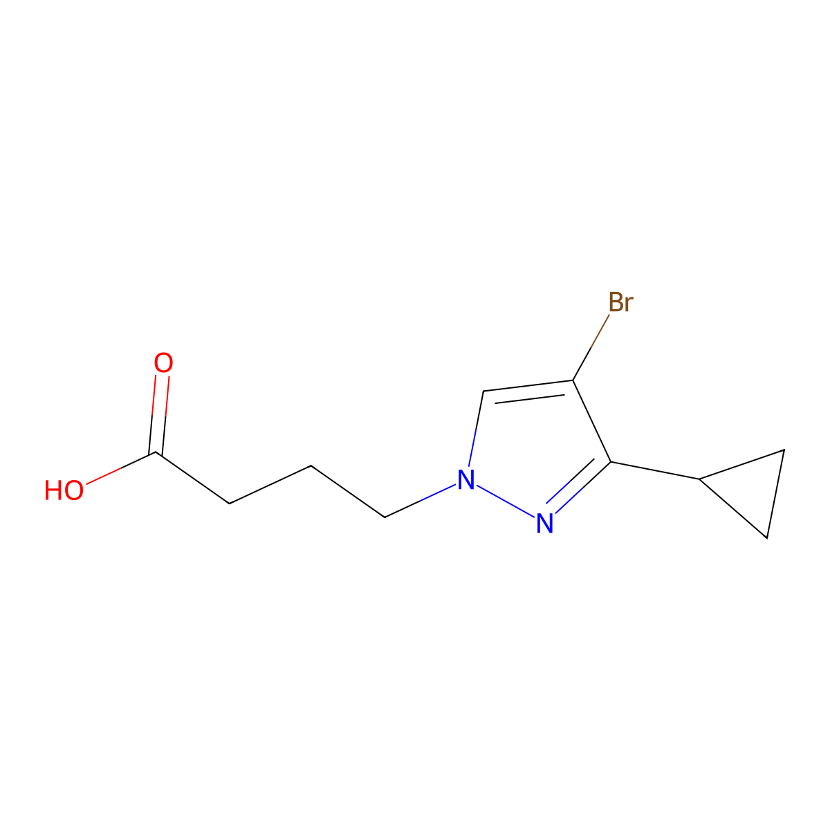 4-(4-Bromo-3-cyclopropyl-1H-pyrazol-1-YL)butanoic acid molecular structure, CAS 1006495-46-0