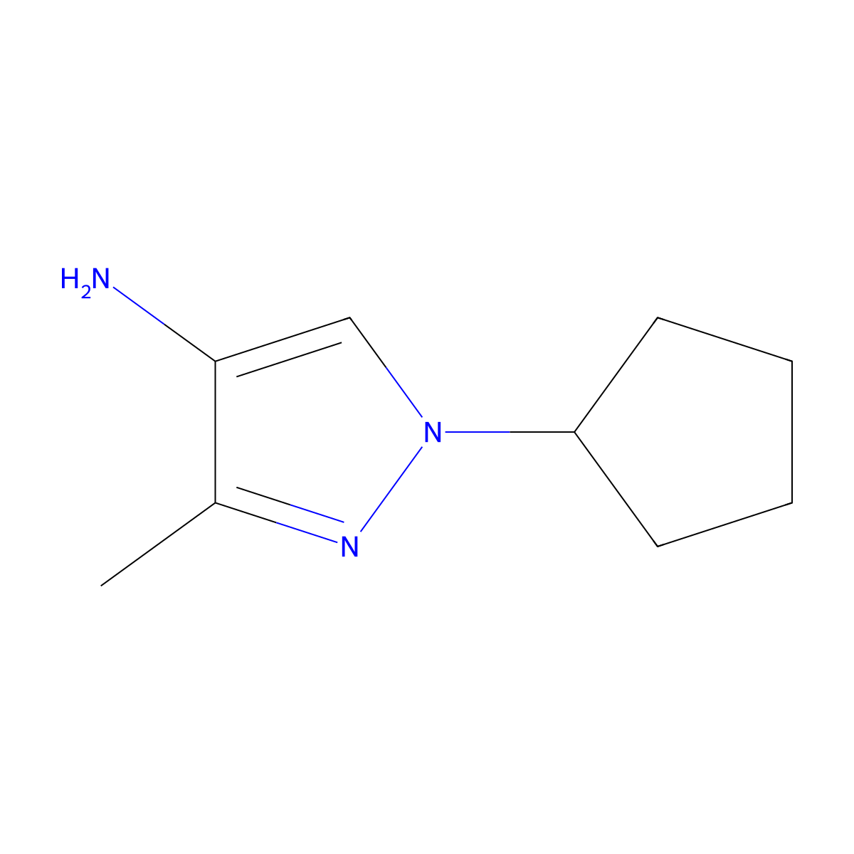 1-cyclopentyl-3-methyl-1H-pyrazol-4-amine molecular structure, CAS 1006495-58-4