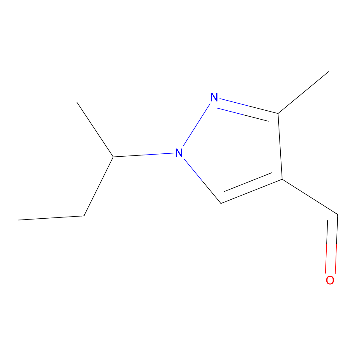 1-(sec-Butyl)-3-methyl-1H-pyrazole-4-carbaldehyde molecular structure, CAS 1006495-62-0
