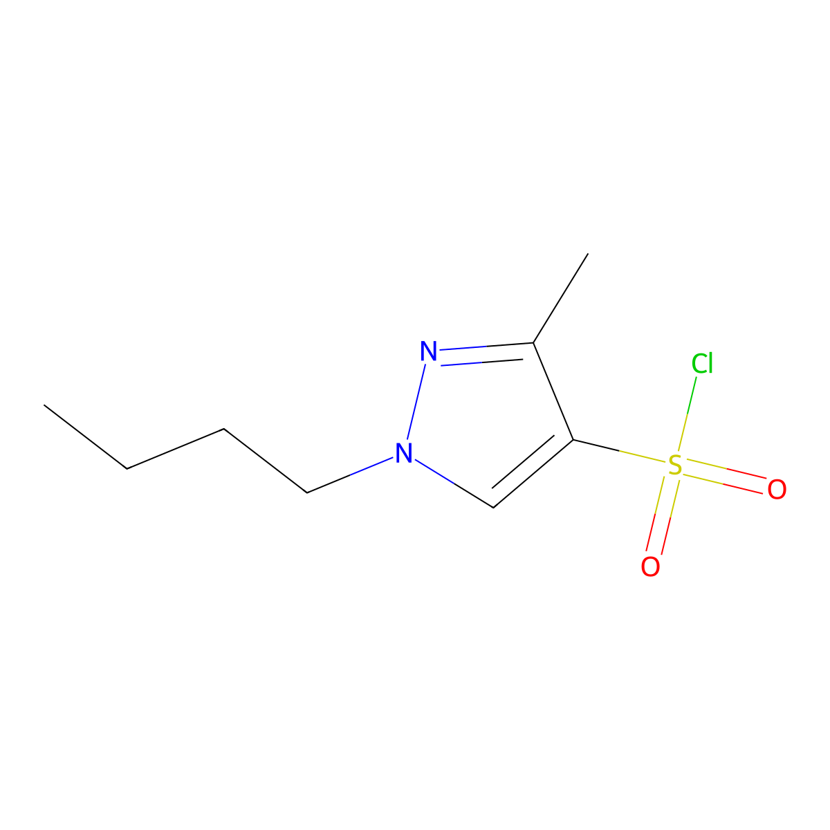 1-butyl-3-methyl-1H-pyrazole-4-sulfonyl chloride molecular structure, CAS 1006495-69-7