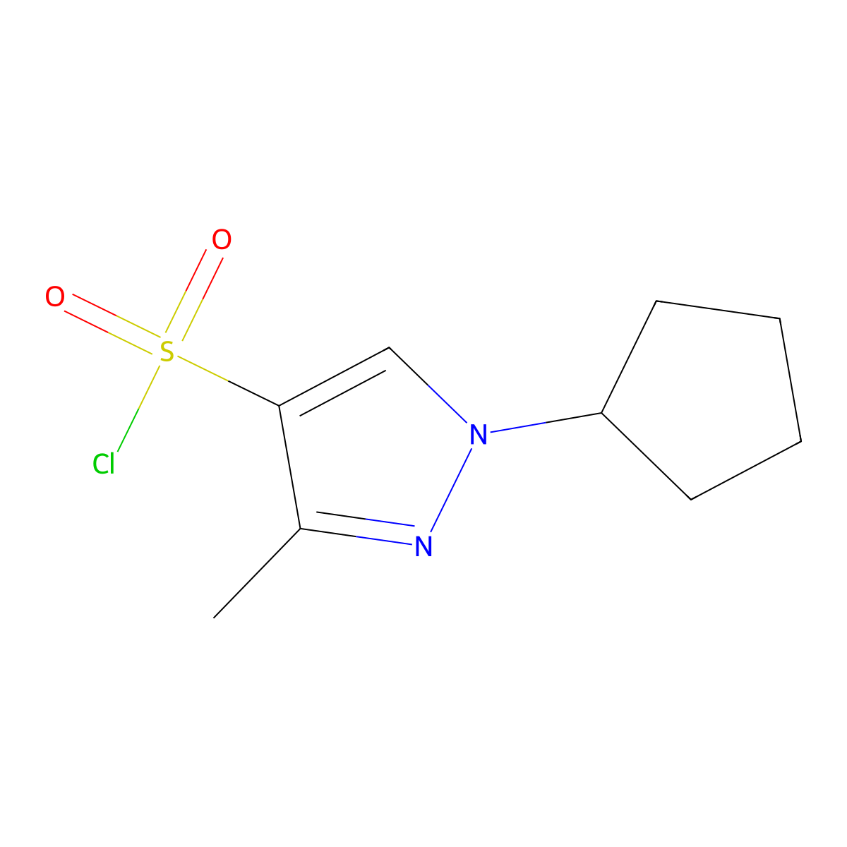 1-cyclopentyl-3-methyl-1H-pyrazole-4-sulfonyl chloride molecular structure, CAS 1006495-77-7