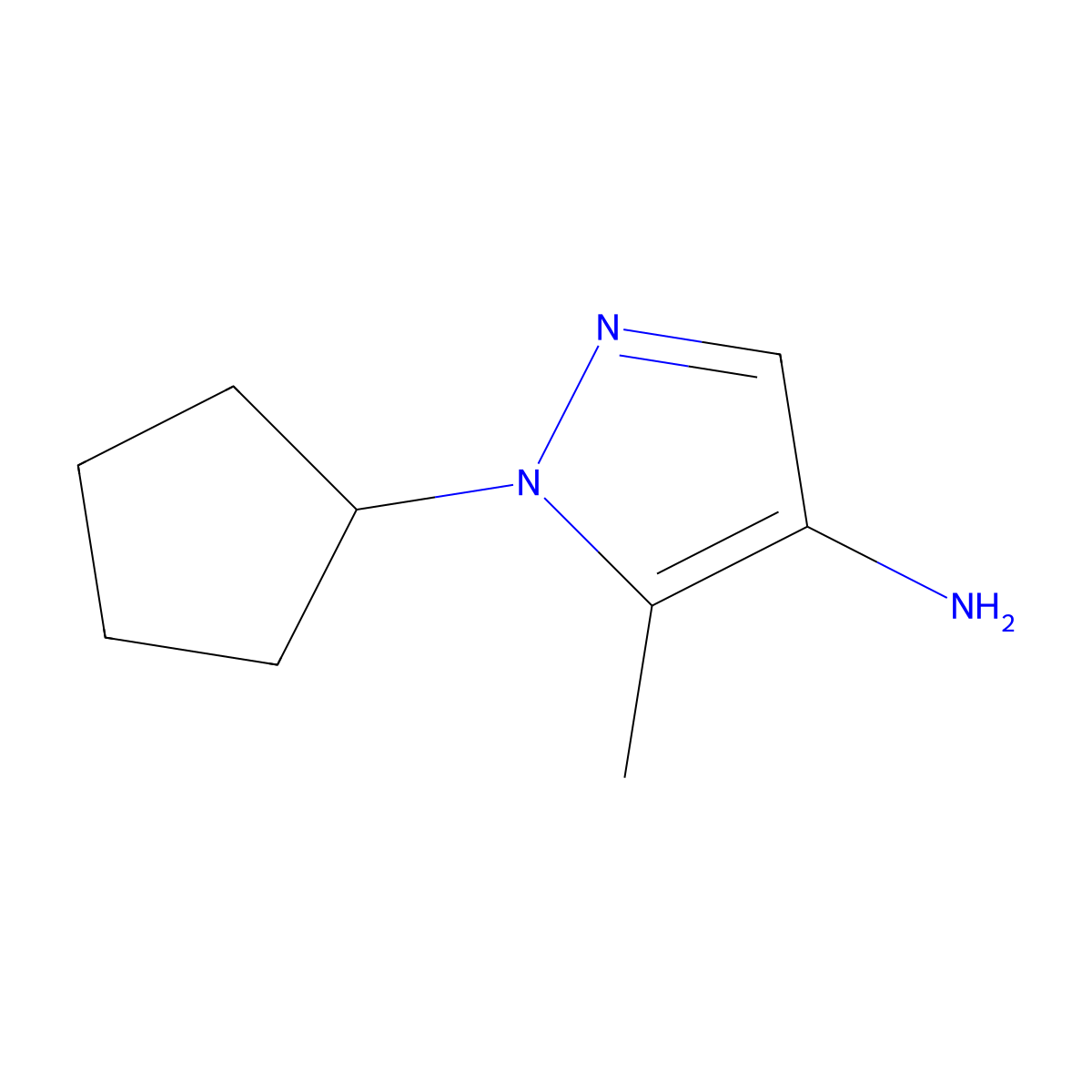 1-Cyclopentyl-5-methyl-1H-pyrazol-4-amine molecular structure, CAS 1006495-85-7