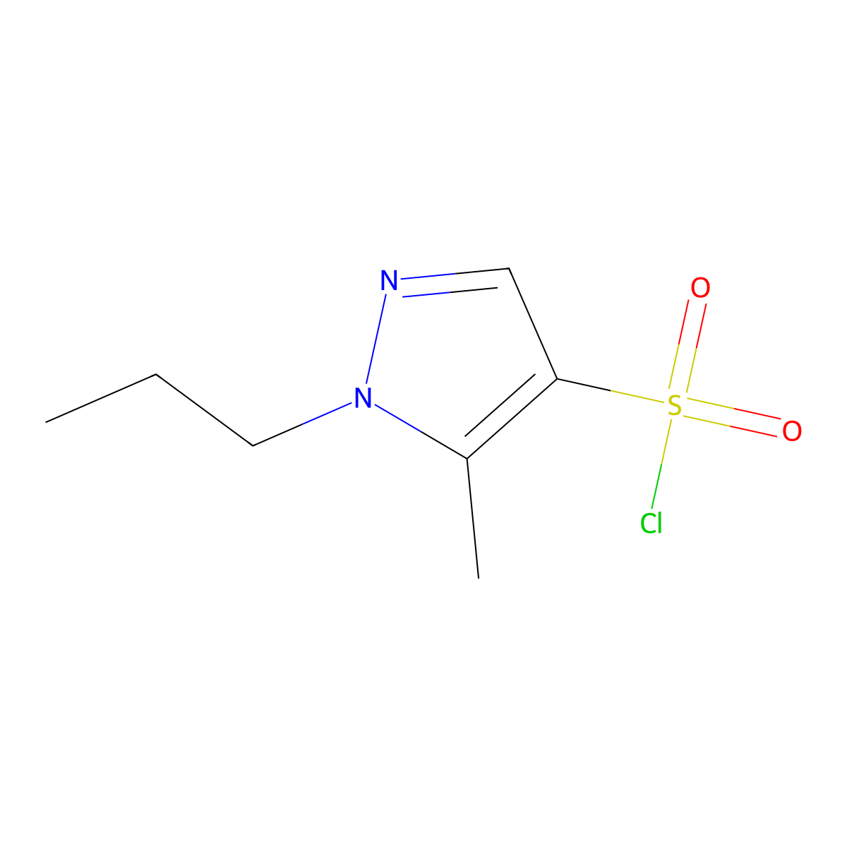5-methyl-1-propyl-1H-pyrazole-4-sulfonyl chloride molecular structure, CAS 1006495-95-9
