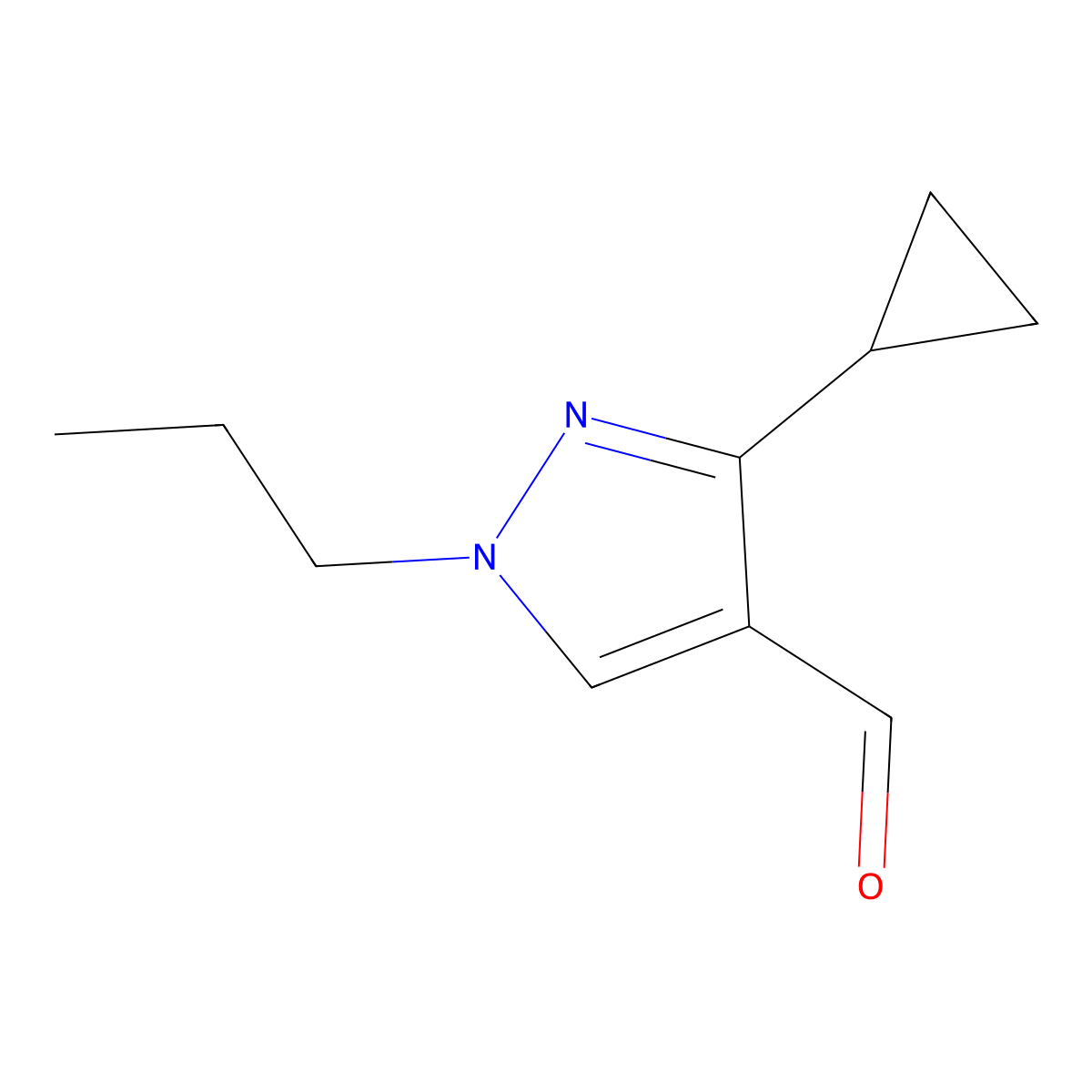 3-cyclopropyl-1-propyl-1H-pyrazole-4-carbaldehyde molecular structure, CAS 1006496-13-4