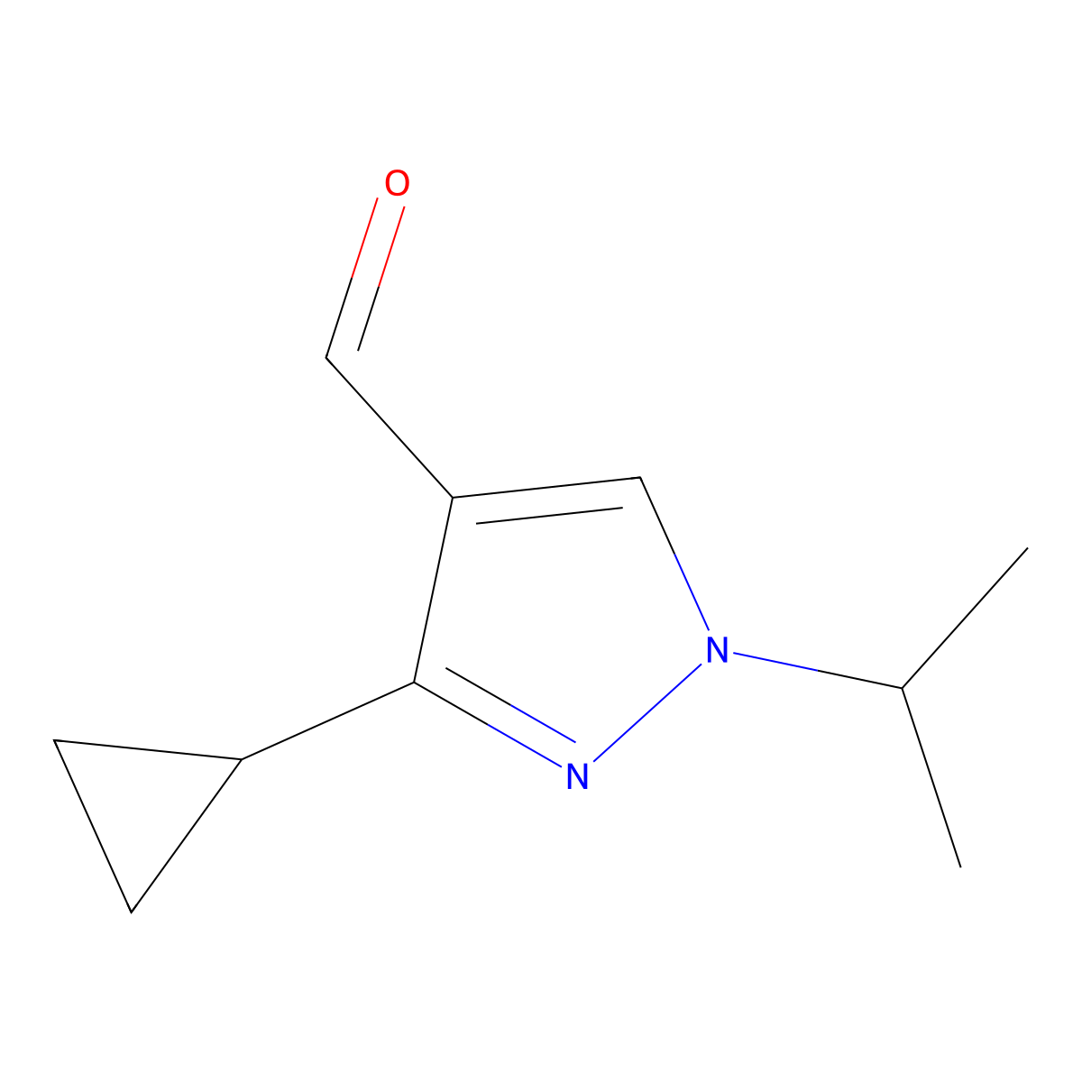 3-Cyclopropyl-1-isopropyl-1H-pyrazole-4-carbaldehyde molecular structure, CAS 1006496-16-7