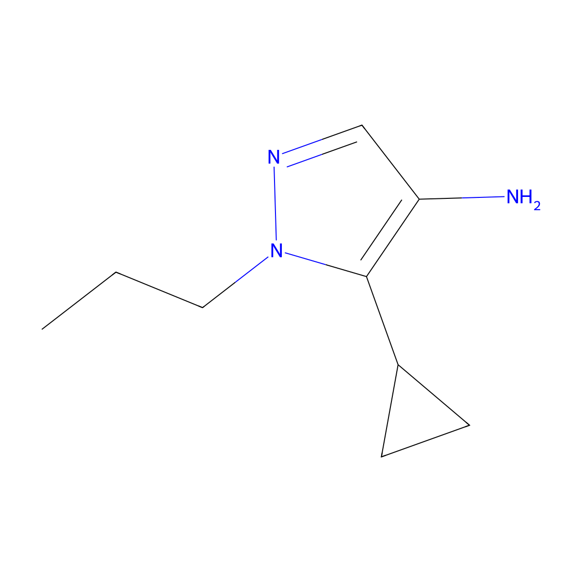 5-Cyclopropyl-1-propyl-1H-pyrazol-4-amine molecular structure, CAS 1006496-35-0