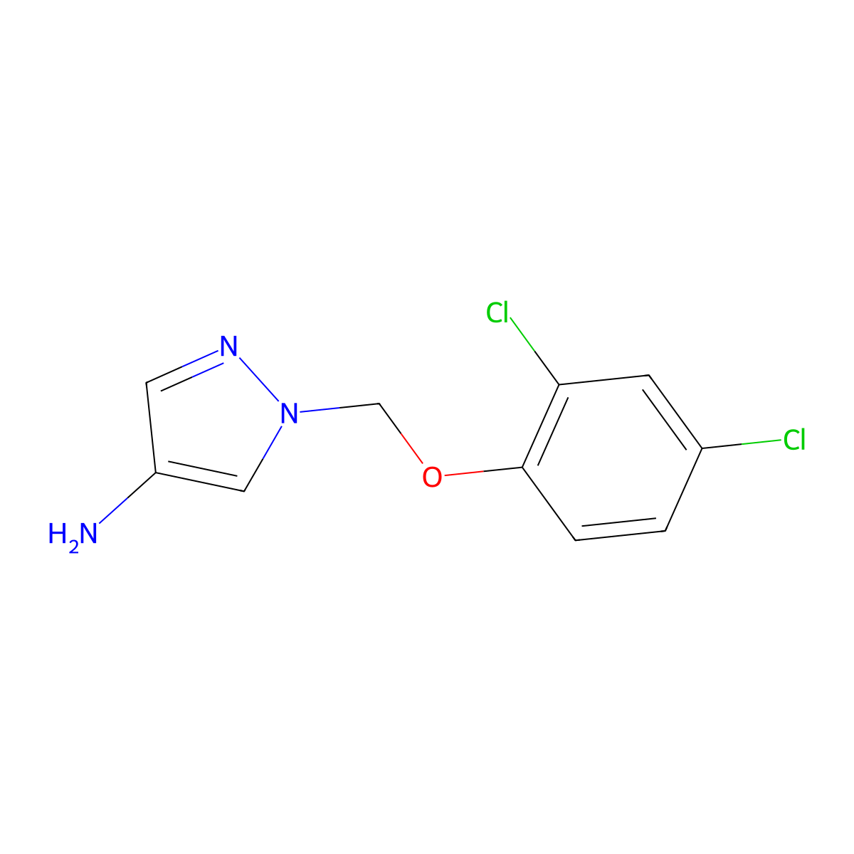 1-[(2,4-dichlorophenoxy)methyl]-1H-pyrazol-4-amine molecular structure, CAS 1006497-60-4