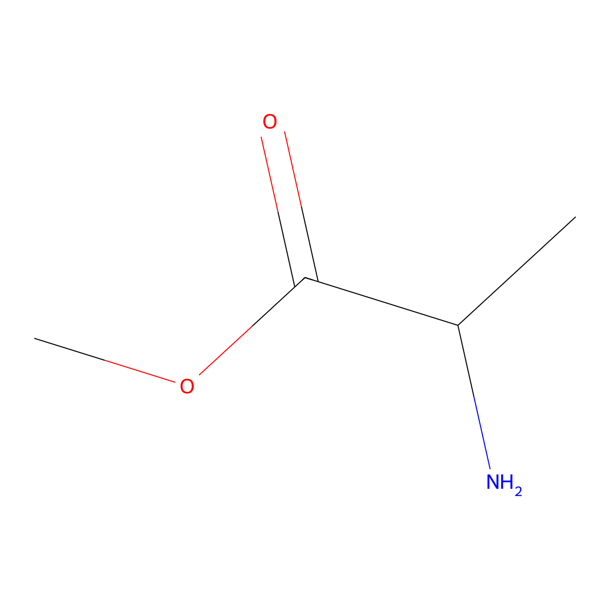 L-Alanine methyl ester molecular structure, CAS 10065-72-2