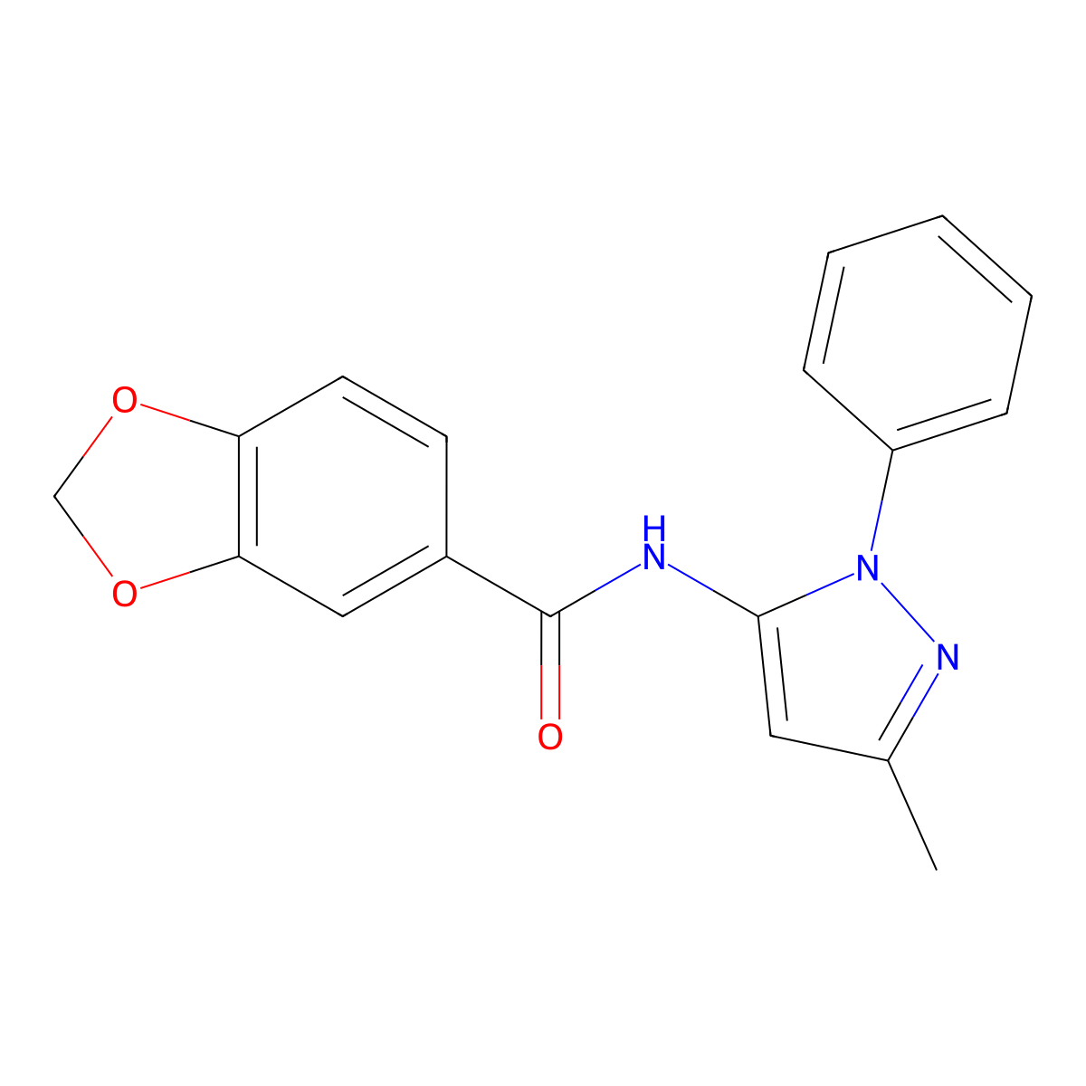 N-(3-methyl-1-phenyl-1H-pyrazol-5-yl)benzo[d][1,3]dioxole-5-carboxamide molecular structure, CAS 1006512-02-2