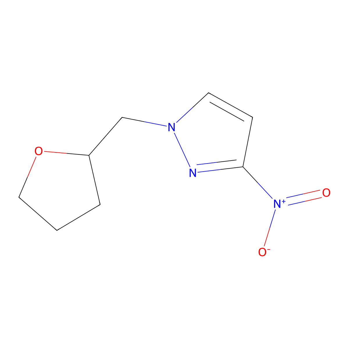 3-Nitro-1-(oxolan-2-ylmethyl)-1H-pyrazole molecular structure, CAS 1006523-17-6