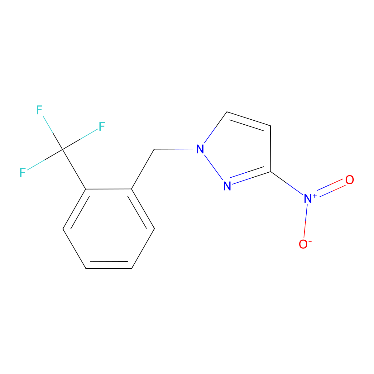 3-Nitro-1-{[2-(trifluoromethyl)phenyl]methyl}-1H-pyrazole molecular structure, CAS 1006525-91-2