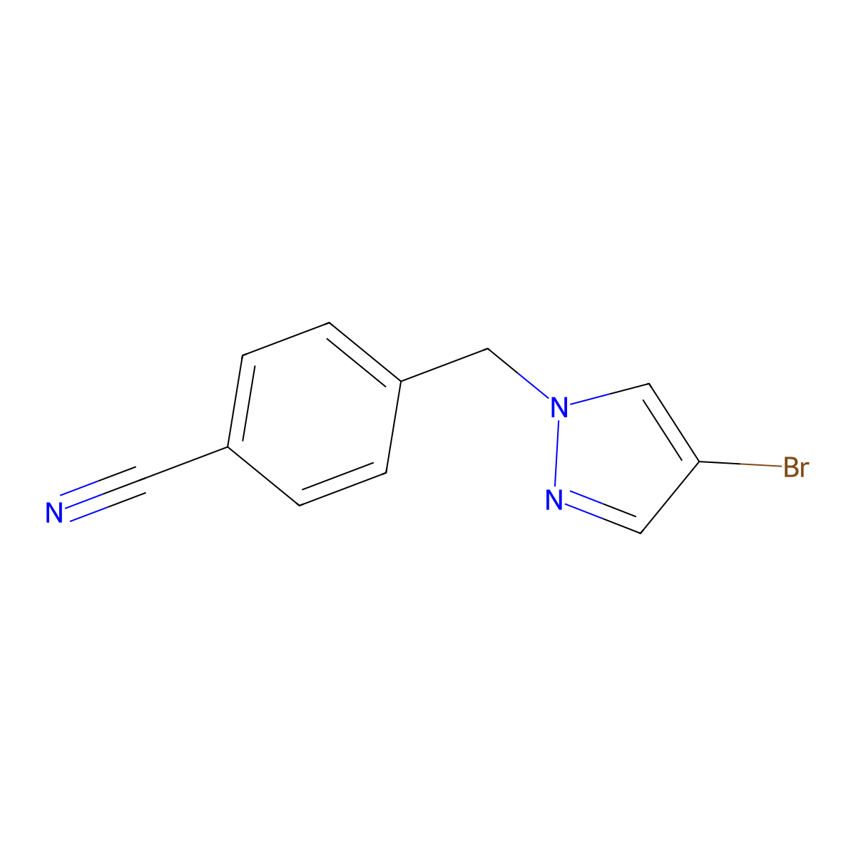4-((4-Bromo-1H-pyrazol-1-yl)methyl)benzonitrile molecular structure, CAS 1006538-45-9
