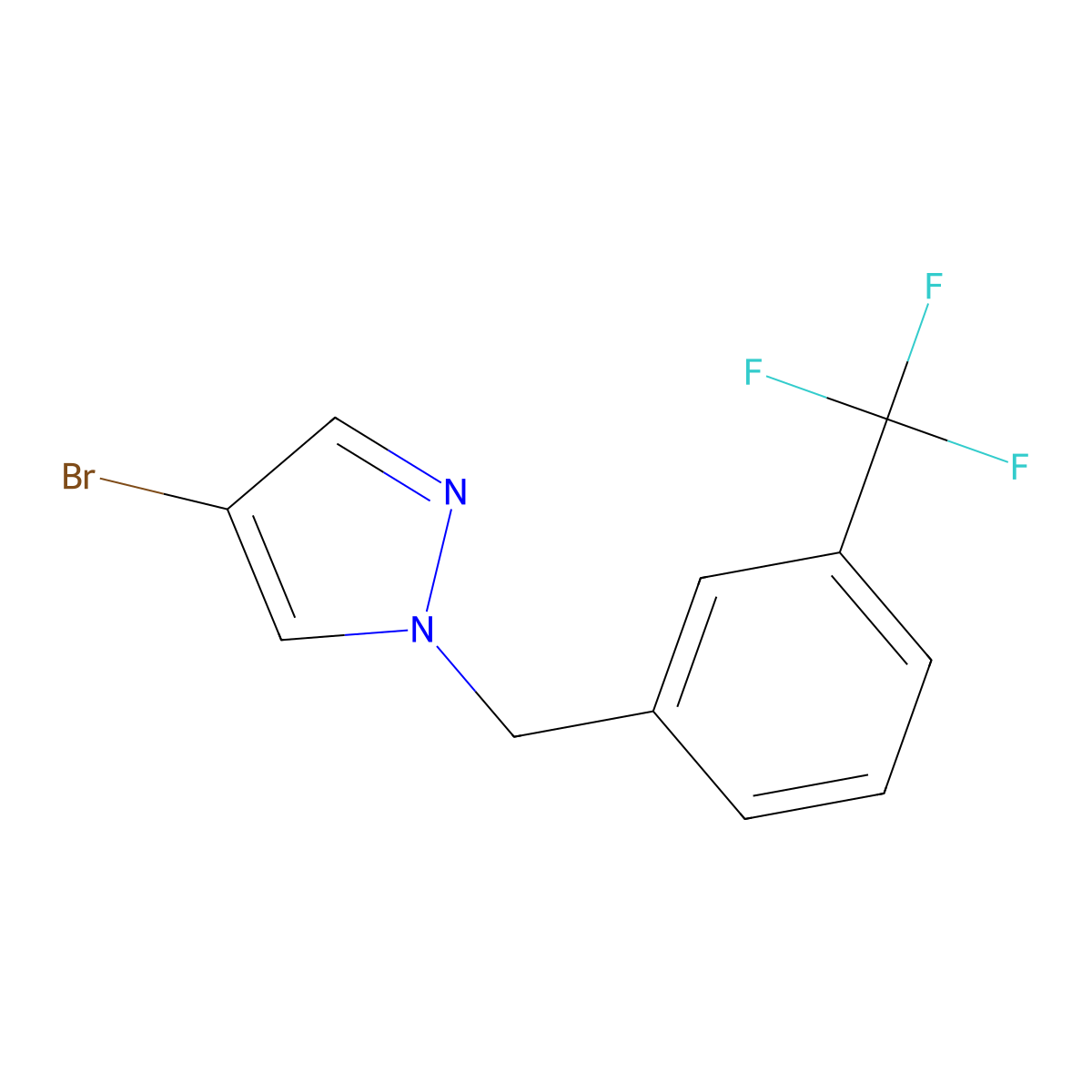 4-bromo-1-{[3-(trifluoromethyl)phenyl]methyl}-1H-pyrazole molecular structure, CAS 1006538-98-2