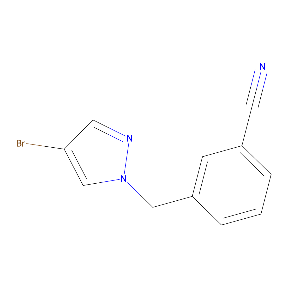 3-((4-Bromo-1H-pyrazol-1-yl)methyl)benzonitrile molecular structure, CAS 1006539-05-4