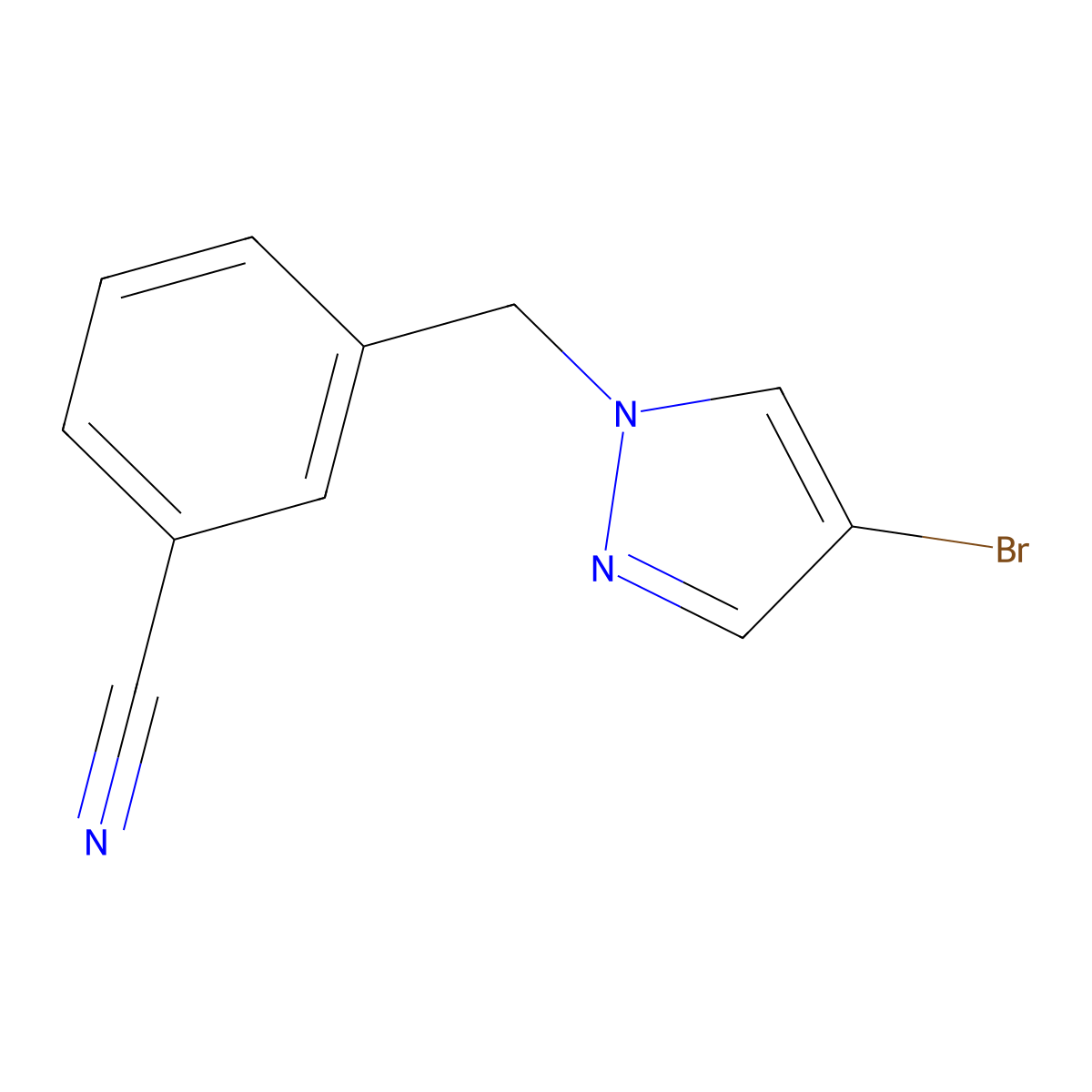3-((4-Bromo-1H-pyrazol-1-yl)methyl)benzonitrile molecular structure, CAS 1006539-05-4