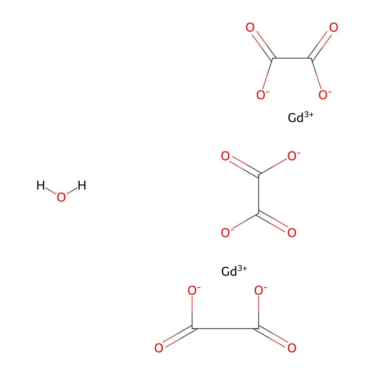 Gadolinium(III) oxalate hydrate molecular structure, CAS 100655-00-3