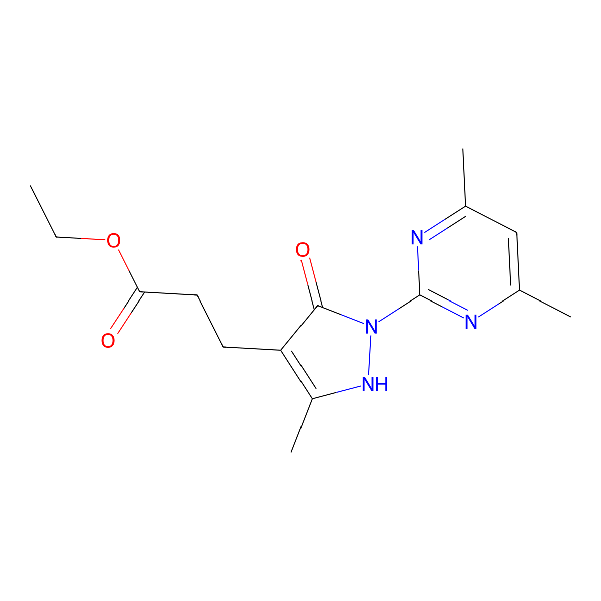 ethyl 3-[1-(4,6-dimethylpyrimidin-2-yl)-5-hydroxy-3-methyl-1H-pyrazol-4-yl]propanoate molecular structure, CAS 1006580-87-5