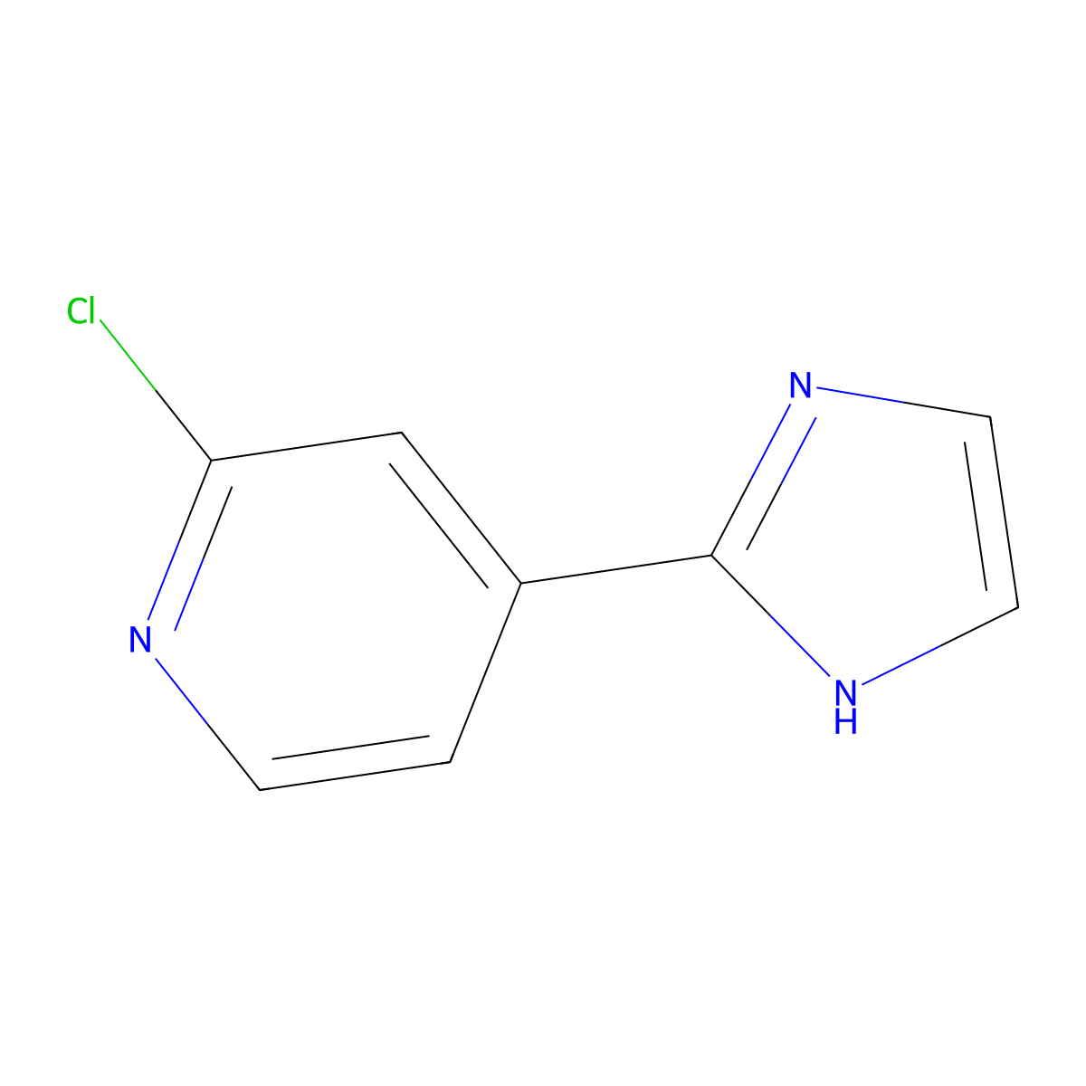 2-Chloro-4-(1H-imidazol-2-yl)-pyridine molecular structure, CAS 1006589-03-2