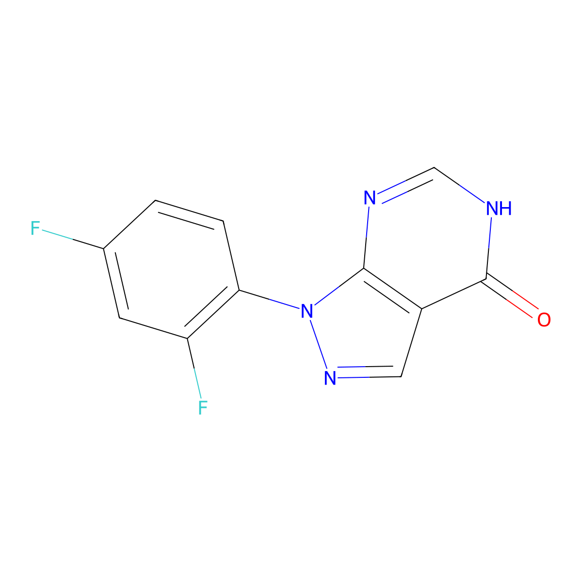 1-(2,4-difluorophenyl)-1H-pyrazolo[3,4-d]pyrimidin-4-ol molecular structure, CAS 1006597-10-9