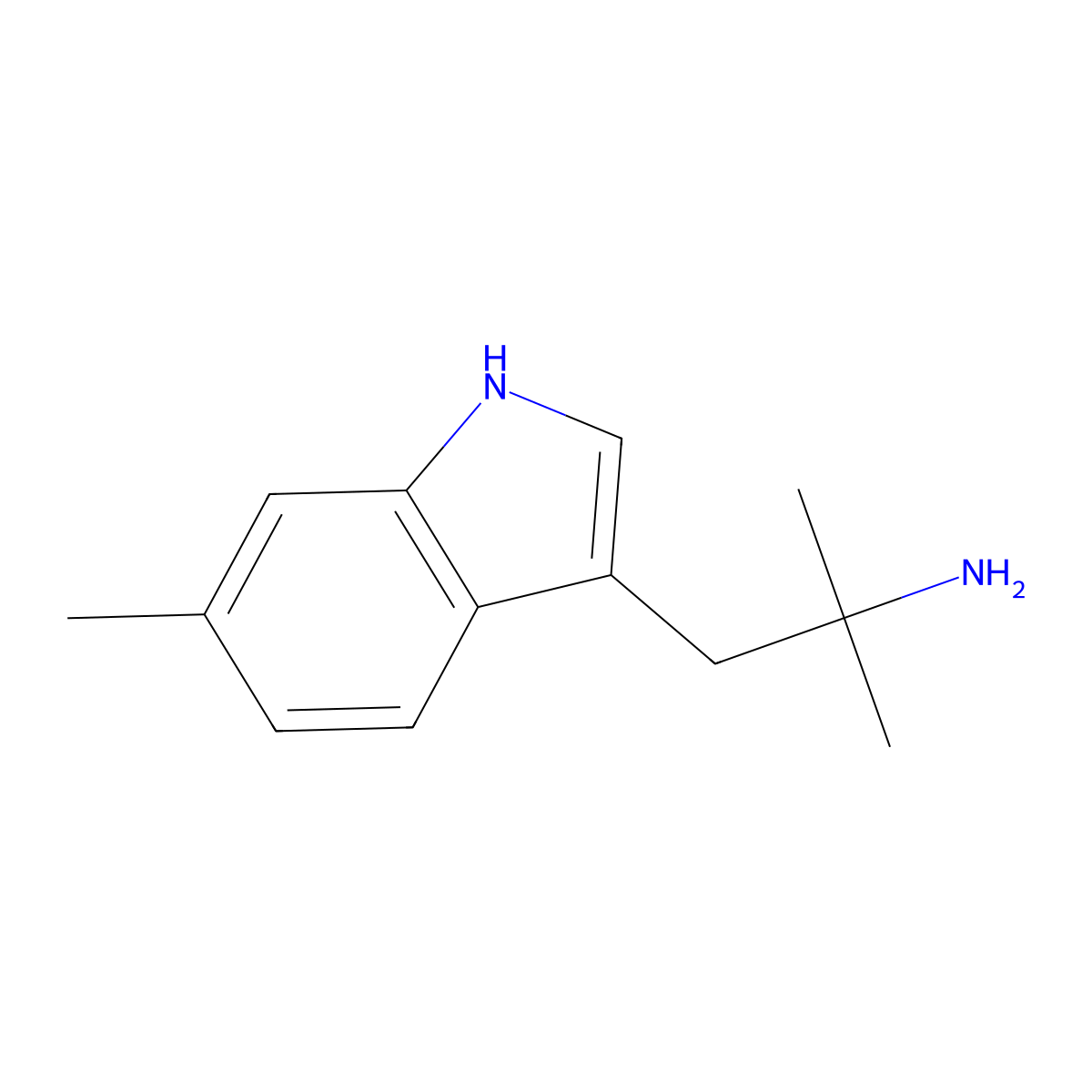 2-methyl-1-(6-methyl-1H-indol-3-yl)propan-2-amine molecular structure, CAS 10066-82-7