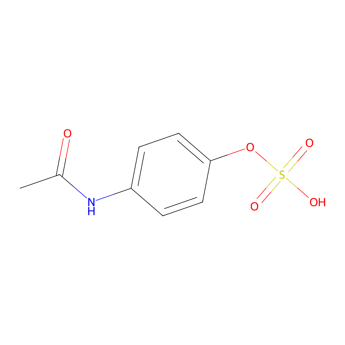 Acetaminophen sulfate molecular structure, CAS 10066-90-7