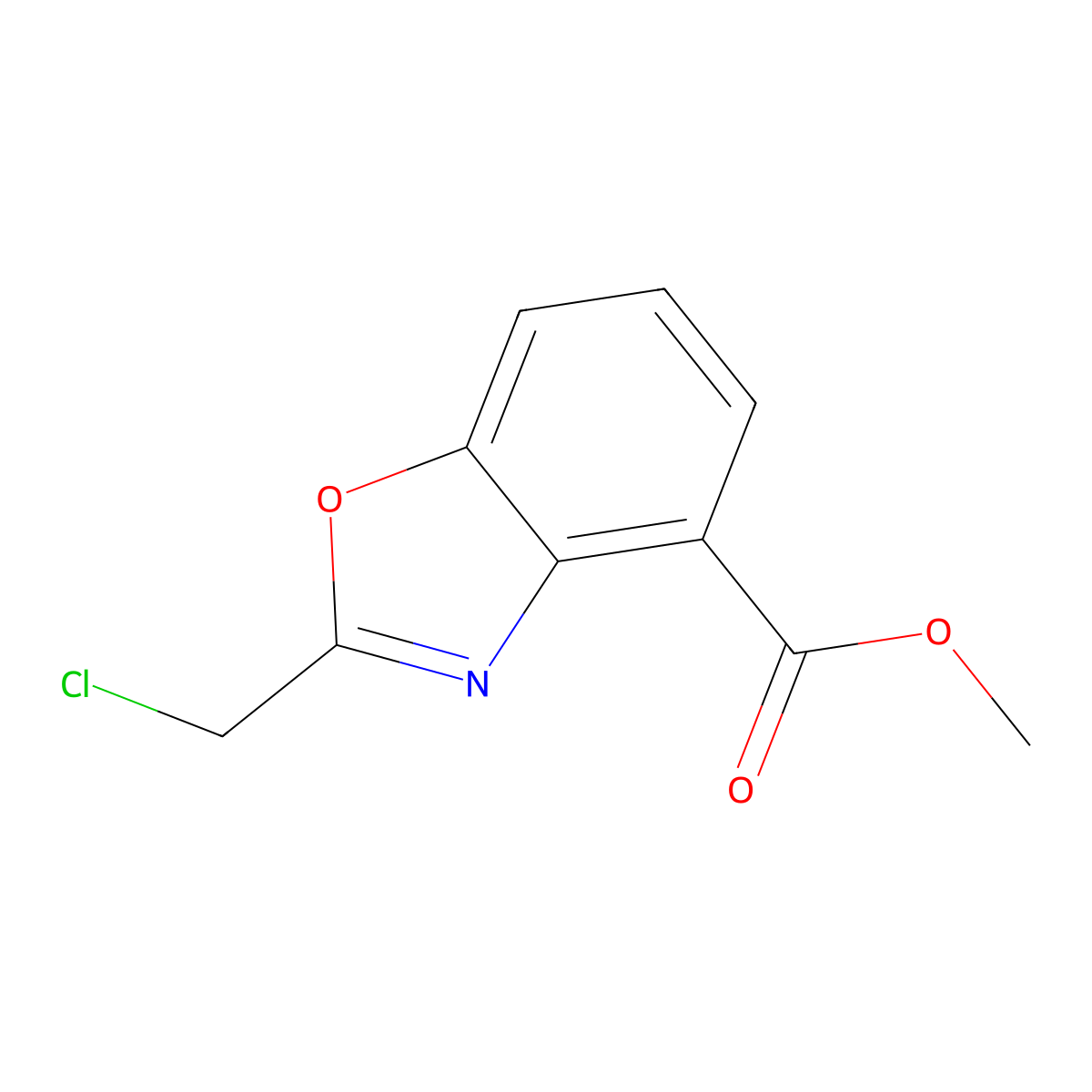 Methyl 2-(chloromethyl)-1,3-benzoxazole-4-carboxylate molecular structure, CAS 1006601-77-9