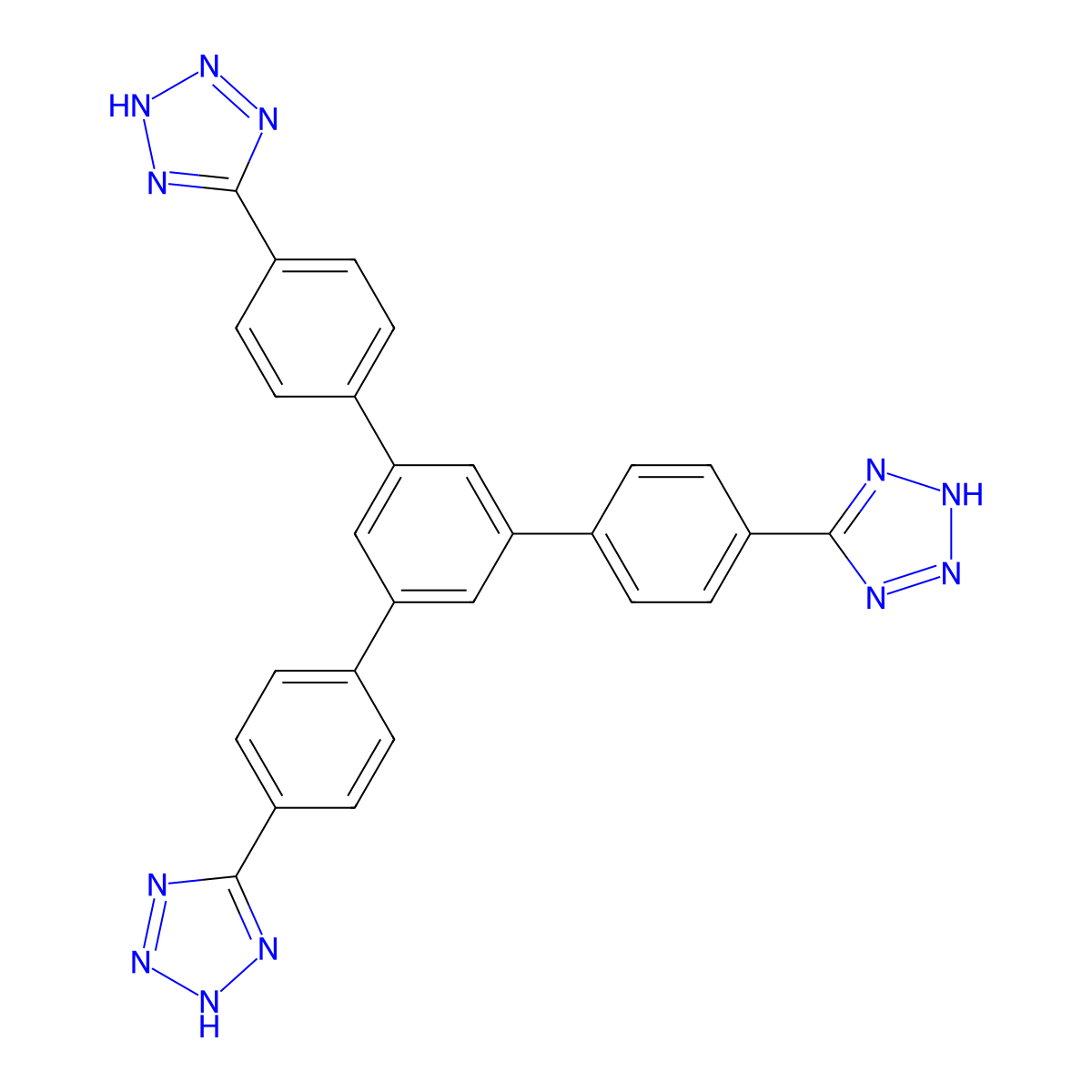 1,3,5-Tris[4-(1H-tetrazole-5-yl)phenyl]benzene molecular structure, CAS 1006608-03-2
