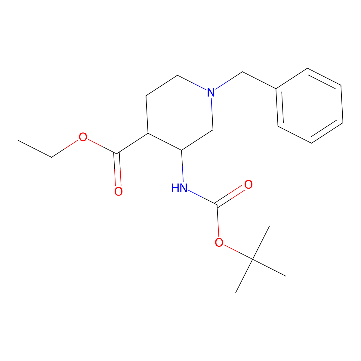 (3R,4S)-1-Benzyl-3-tert-butoxycarbonylamino-piperidine-4-carboxylic acid ethyl ester molecular structure, CAS 1006611-50-2