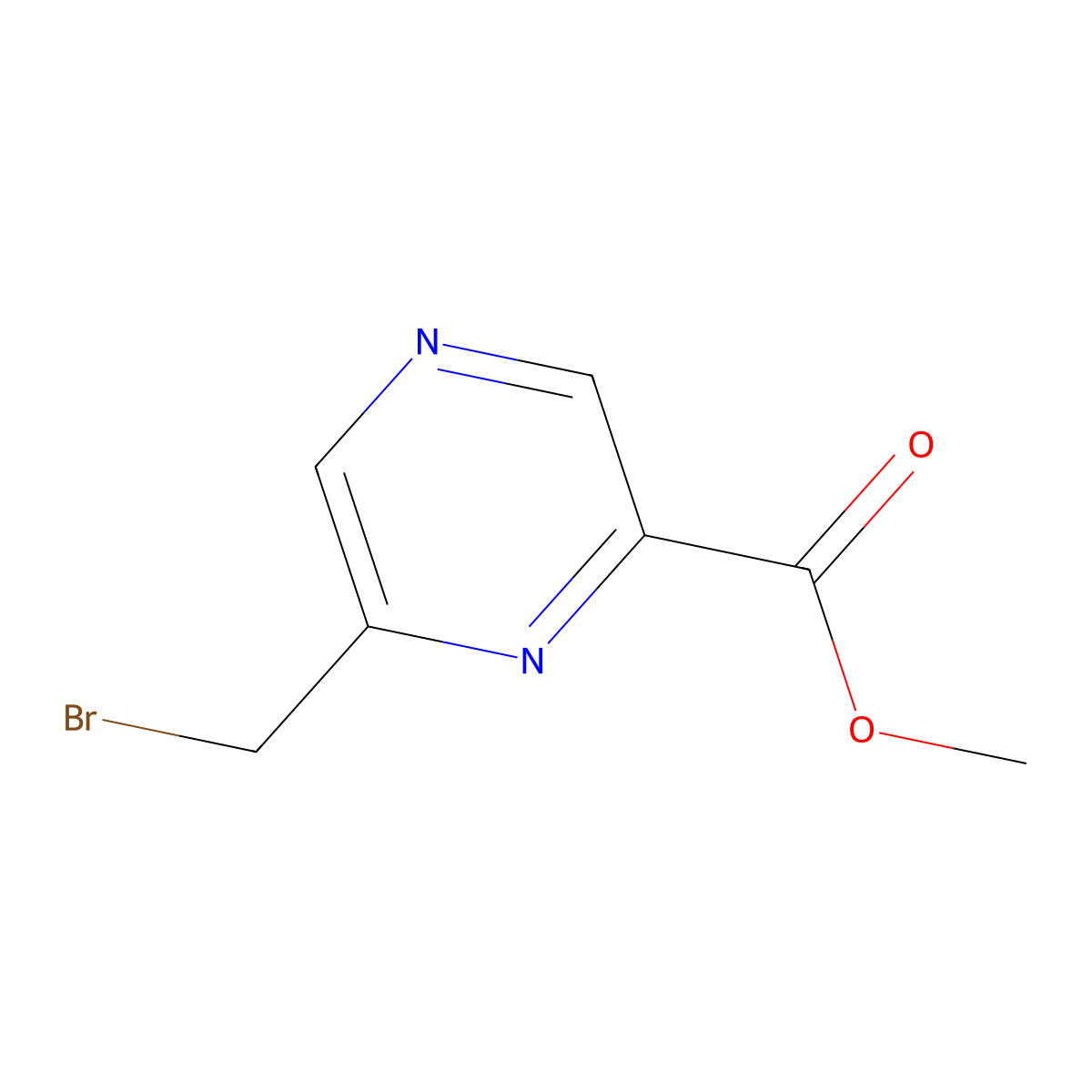 2-Pyrazinecarboxylic acid, 6-(bromomethyl)-, methyl ester molecular structure, CAS 1006619-40-4