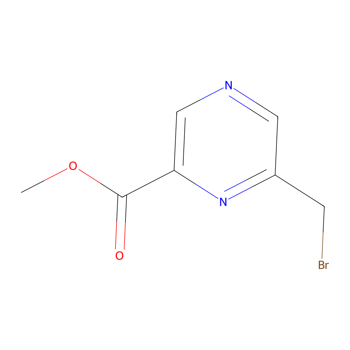 2-Pyrazinecarboxylic acid, 6-(bromomethyl)-, methyl ester molecular structure, CAS 1006619-40-4