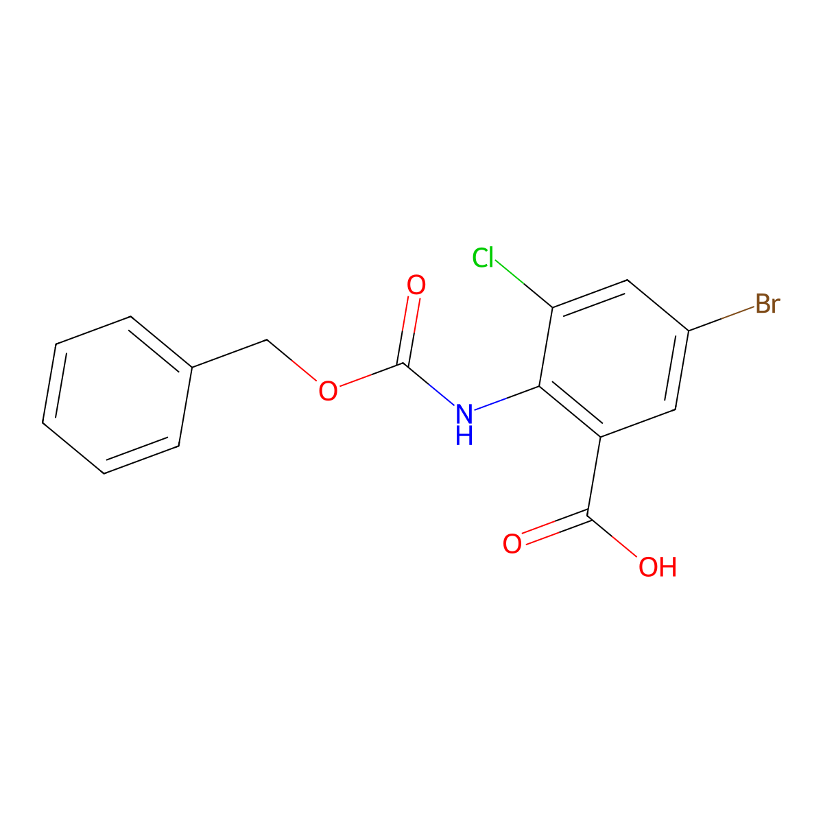 2-{[(Benzyloxy)carbonyl]amino}-5-bromo-3-chlorobenzoic acid molecular structure, CAS 1006620-20-7