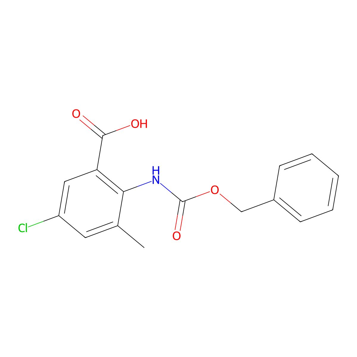 2-{[(Benzyloxy)carbonyl]amino}-5-chloro-3-methylbenzoic acid molecular structure, CAS 1006620-25-2