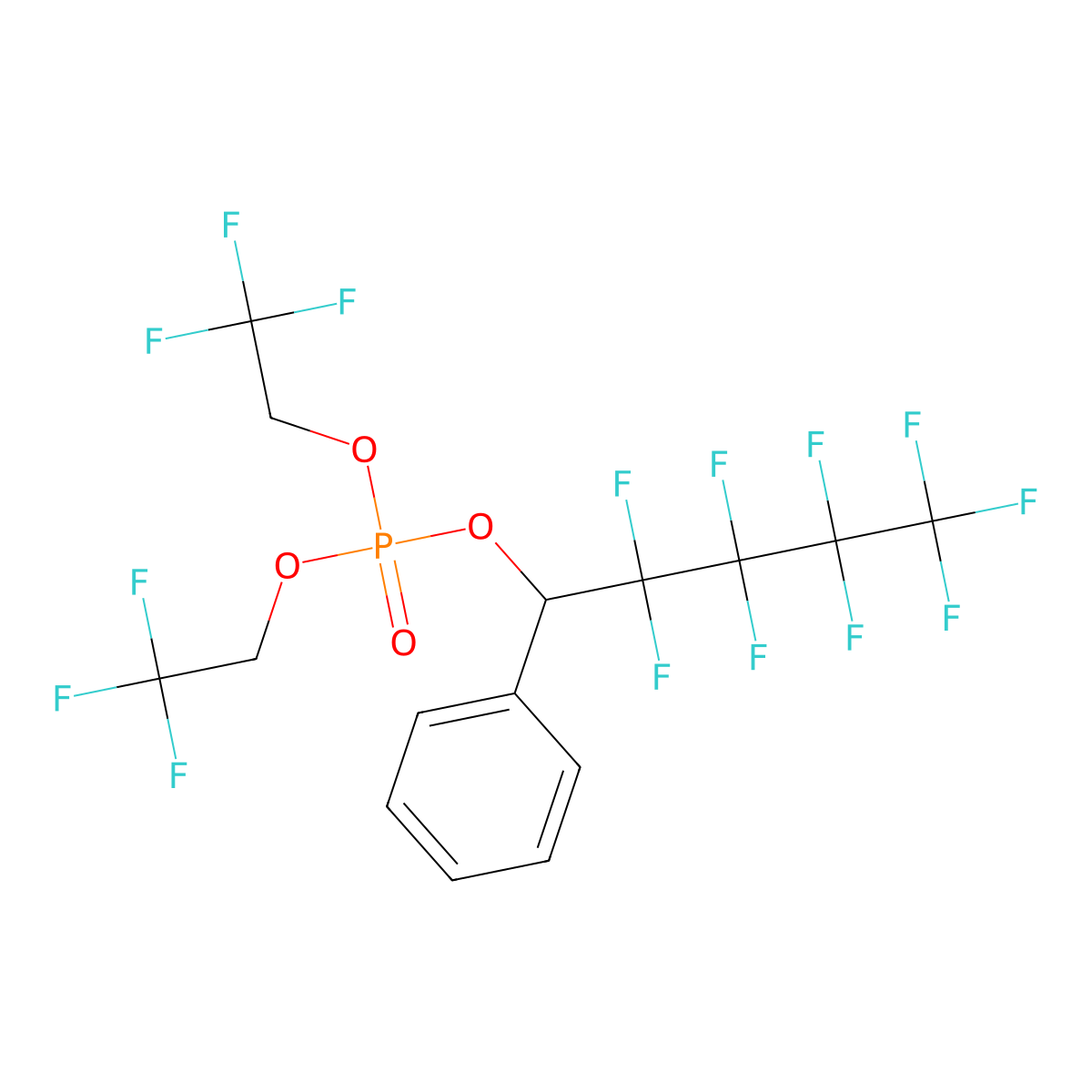 2,2,3,3,4,4,5,5,5-Nonafluoro-1-phenylpentyl bis(2,2,2-trifluoroethyl) phosphate molecular structure, CAS 100664-15-1