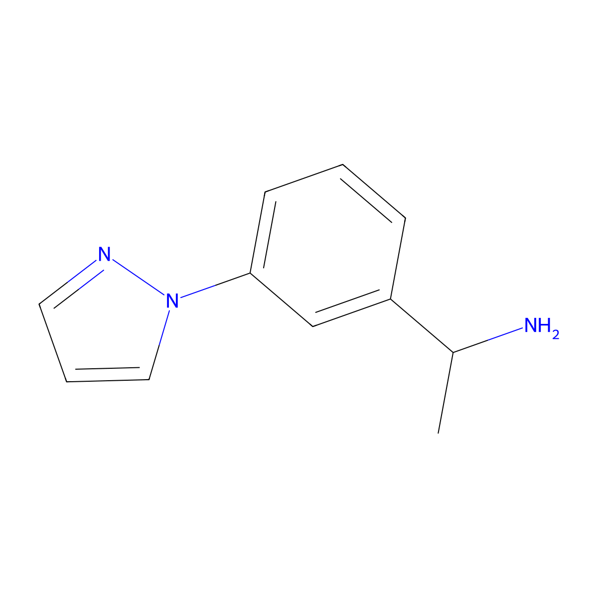 1-[3-(1H-pyrazol-1-yl)phenyl]ethan-1-amine molecular structure, CAS 1006658-07-6