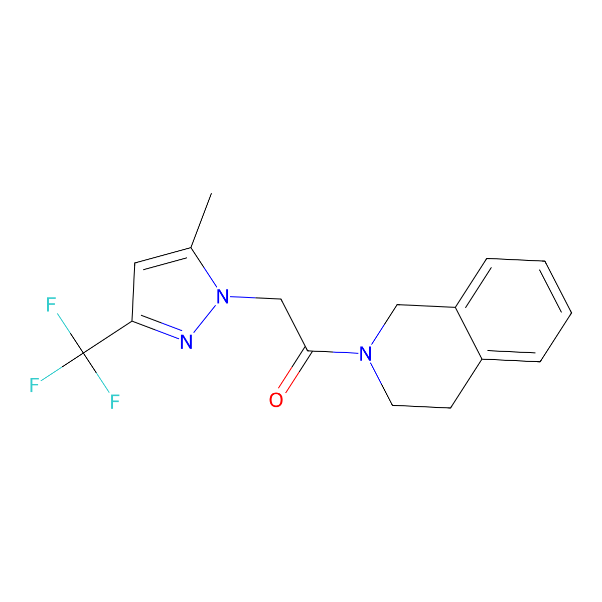 1-(3,4-dihydroisoquinolin-2(1H)-yl)-2-[5-methyl-3-(trifluoromethyl)-1H-pyrazol-1-yl]ethanone molecular structure, CAS 1006669-97-1