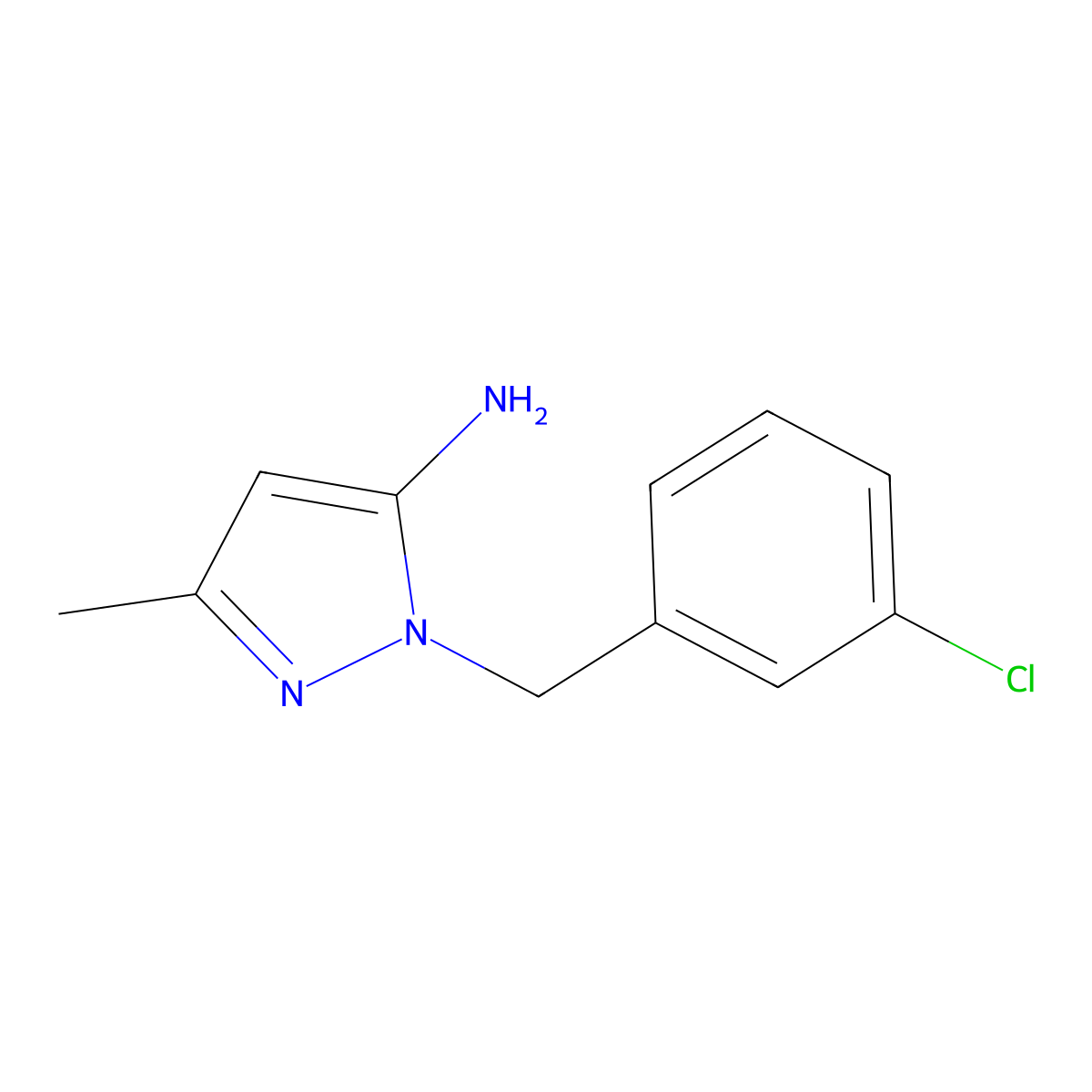 1-(3-chlorobenzyl)-3-methyl-1H-pyrazol-5-amine molecular structure, CAS 1006682-91-2
