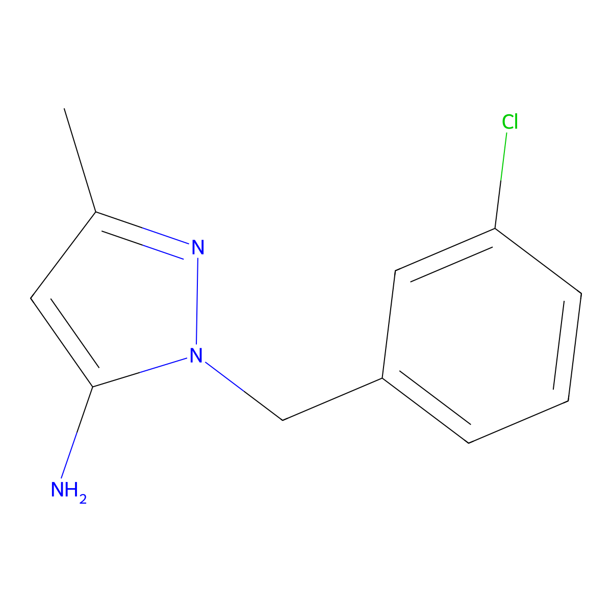 1-(3-chlorobenzyl)-3-methyl-1H-pyrazol-5-amine molecular structure, CAS 1006682-91-2