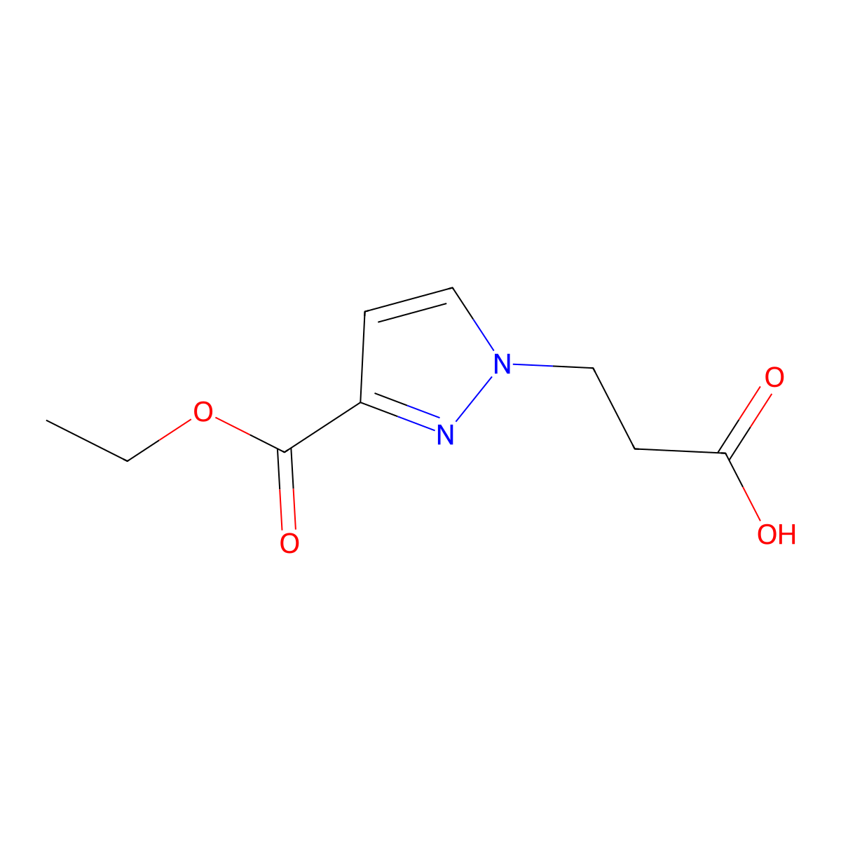 3-(3-(Ethoxycarbonyl)-1H-pyrazol-1-YL)propanoic acid molecular structure, CAS 1006682-92-3